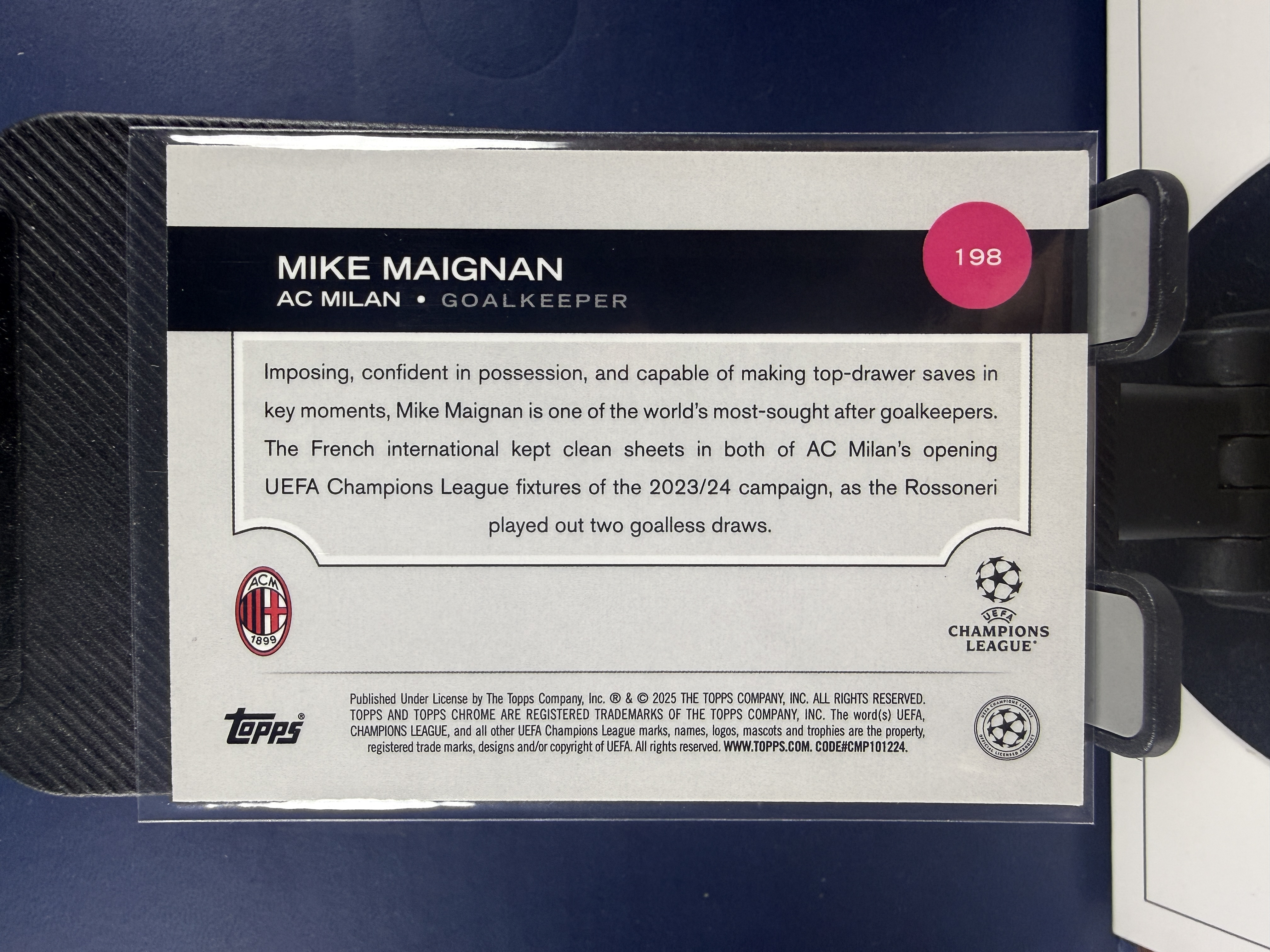 2024-25 Topps Chrome Mike Maignan TC 欧冠 AC米兰 迈克迈尼昂 蓝折 150编 折射 收藏必备 (沸腾)