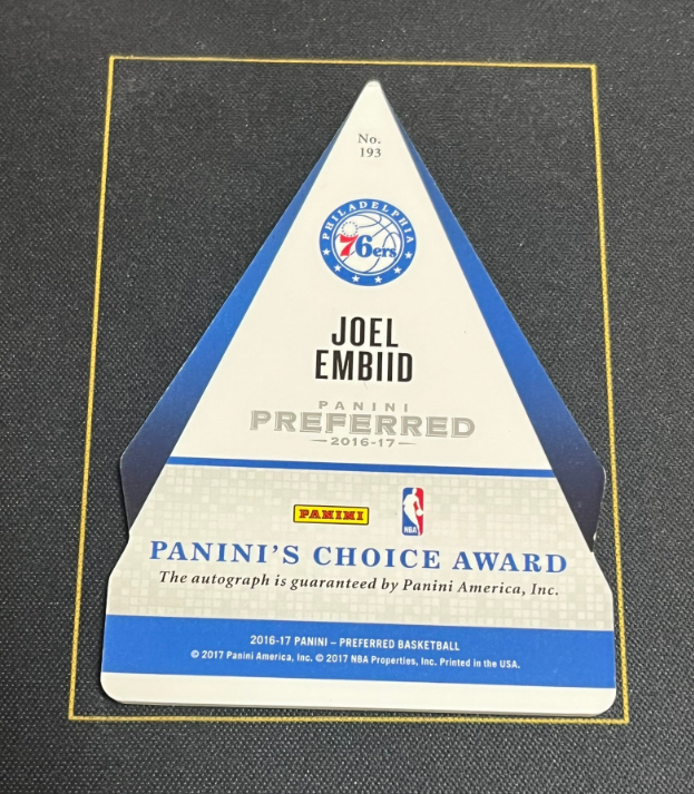 2016-17 Panini Preferred Joel Embiid 【小猪包代卖】76人 小书 皇冠 76人 乔尔 恩比德 大帝 签字 卡签 异形 2/15编 墨迹微瑕如图 VJ