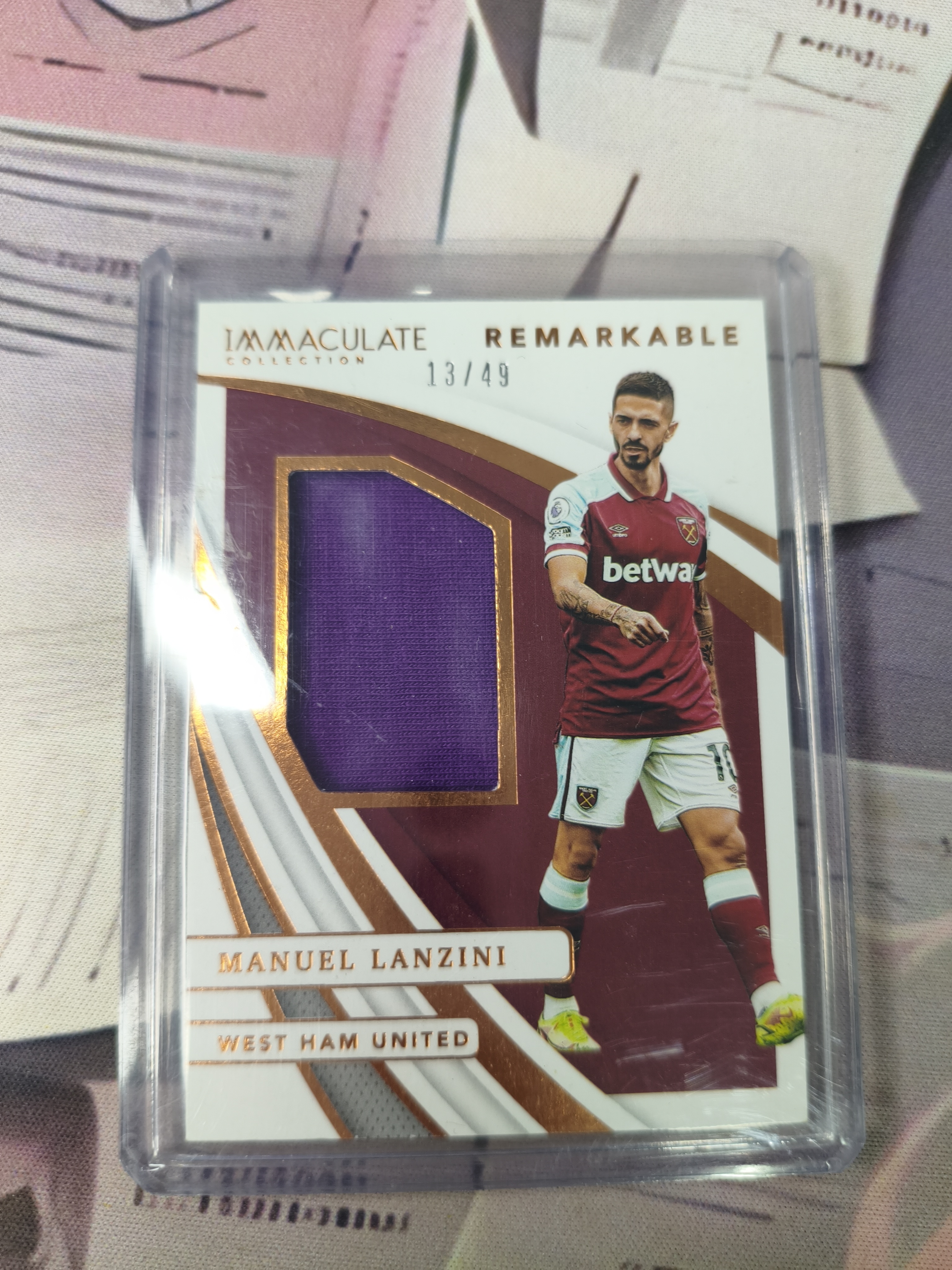 2021 Panini Immaculate Manuel Lanzini 足球 曼努埃尔 兰齐尼 Manuel Lanzini 49编球衣实物 西汉姆联