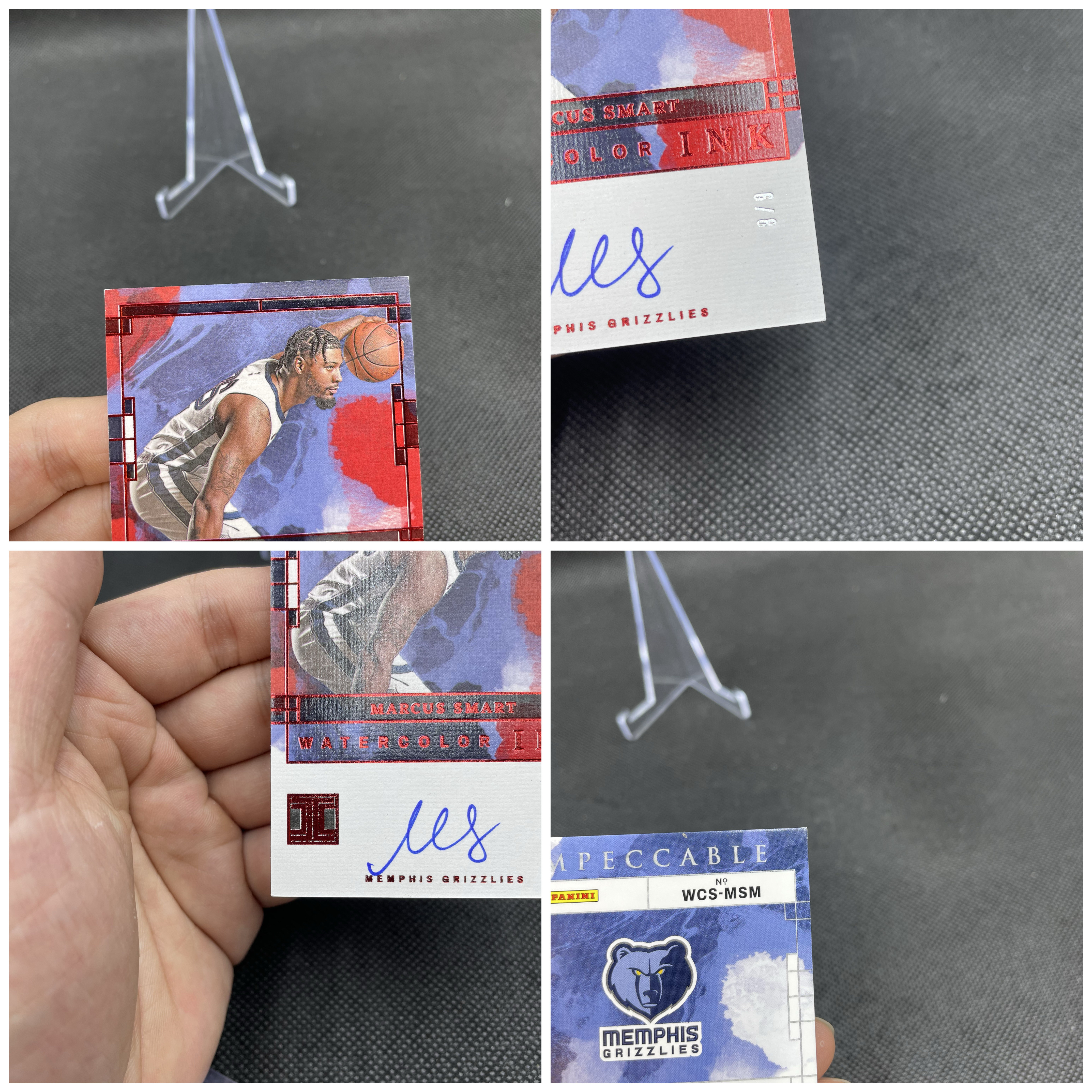 2023-24 Panini Impeccable Marcus Smart 小真金 灰熊 马库斯 斯玛特 6/8编 签字 卡签 红平行 Watercolor Ink 稀少低编 墨迹湛蓝 品如图 特特