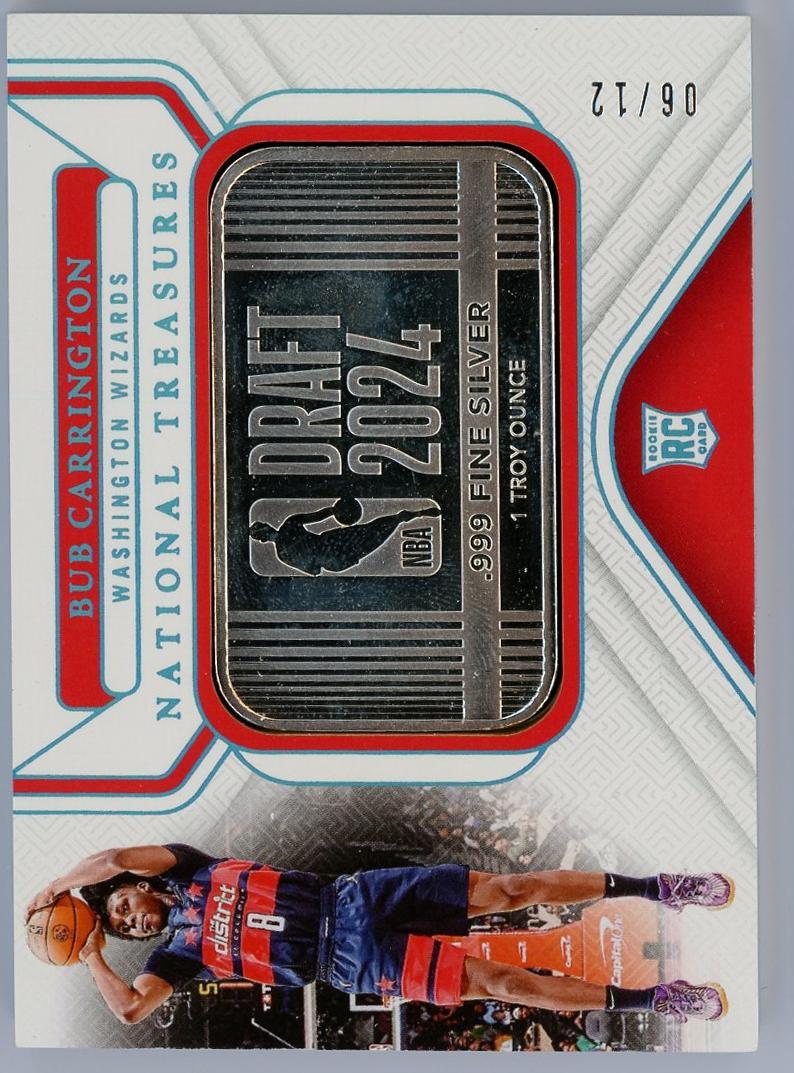 2024-25 Panini National Treasures Carlton Carrington RC 鲍勃卡林顿 新秀 国宝 12编 999银块 湖水蓝 奇才 卡品如图 0KM4/11.9