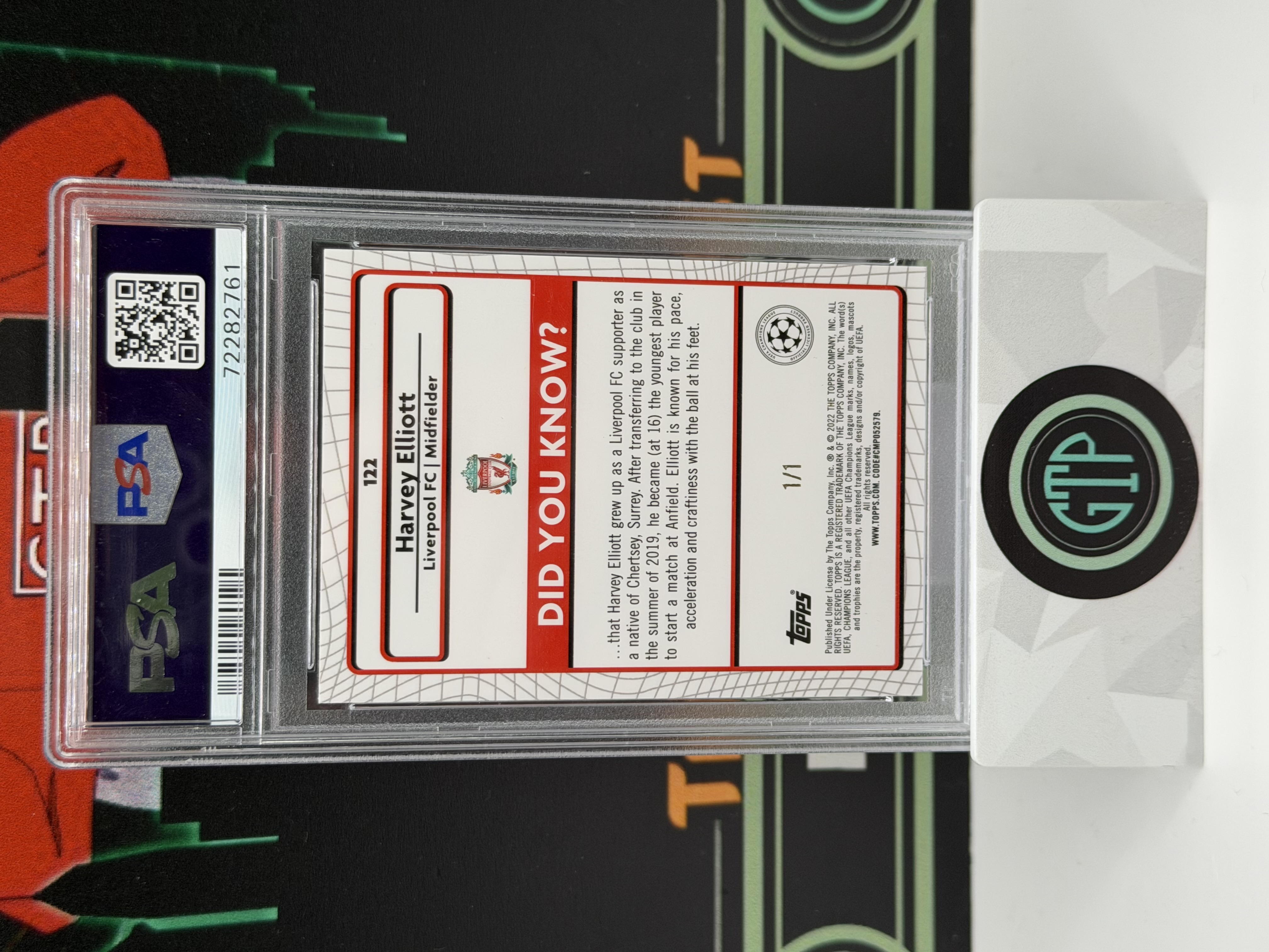 【GTP拍卖】2021-22 Topps Merlin Chrome UEFA Harvey Elliott 埃利奥特 Superfractor 1/1 1of1 PSA 8 RC 新秀 独一无二 超级一编 利物浦 欧冠 Liverpool