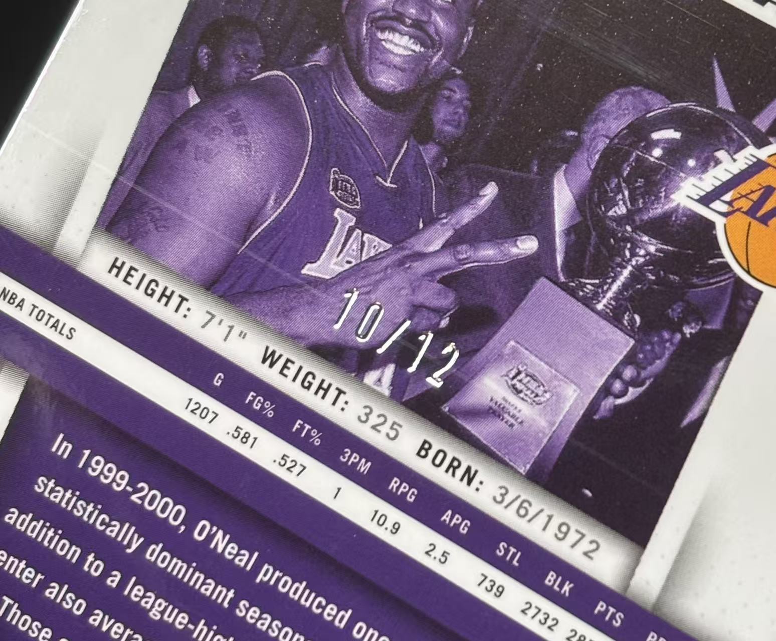 2024-25 Panini Prizm Shaquille O'Neal PZ DECA 湖人 名宿 大鲨鱼 奥尼尔 MVP 捧杯 特卡 10/12编 绿折 绿 shimmer 折 不累计