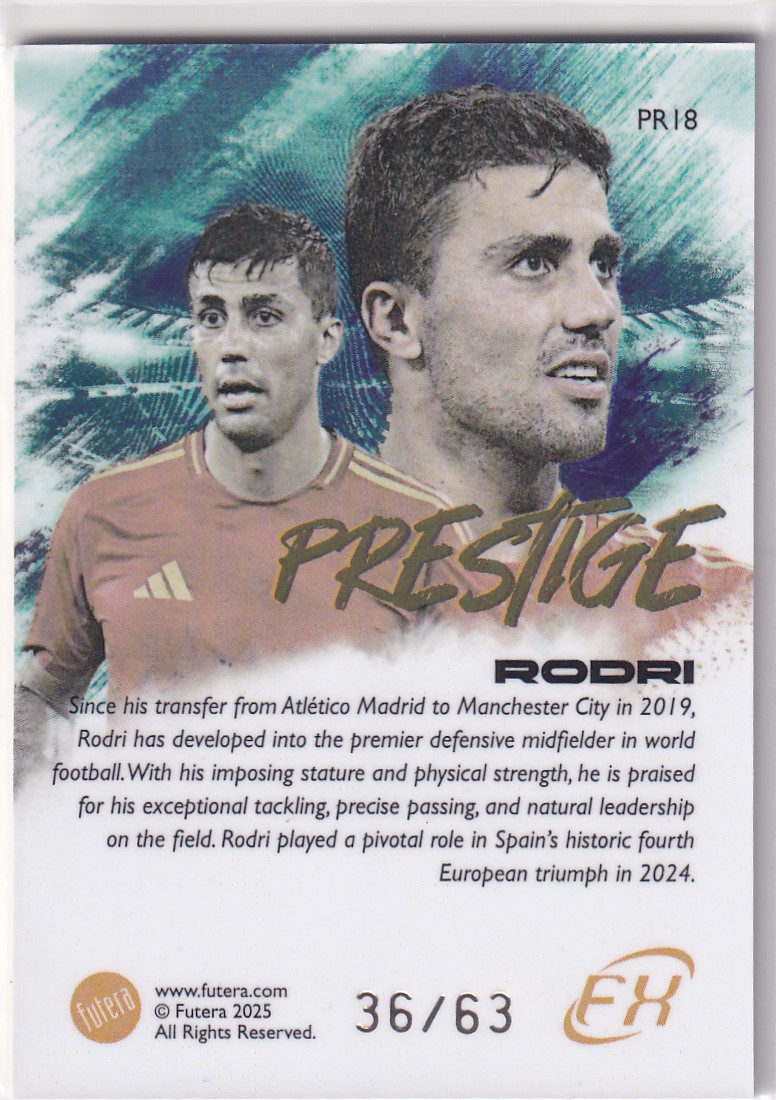 【thebighit】不累计004.2025 Futera FX 福特拉 西班牙 罗德里 Prestige 特卡 63编