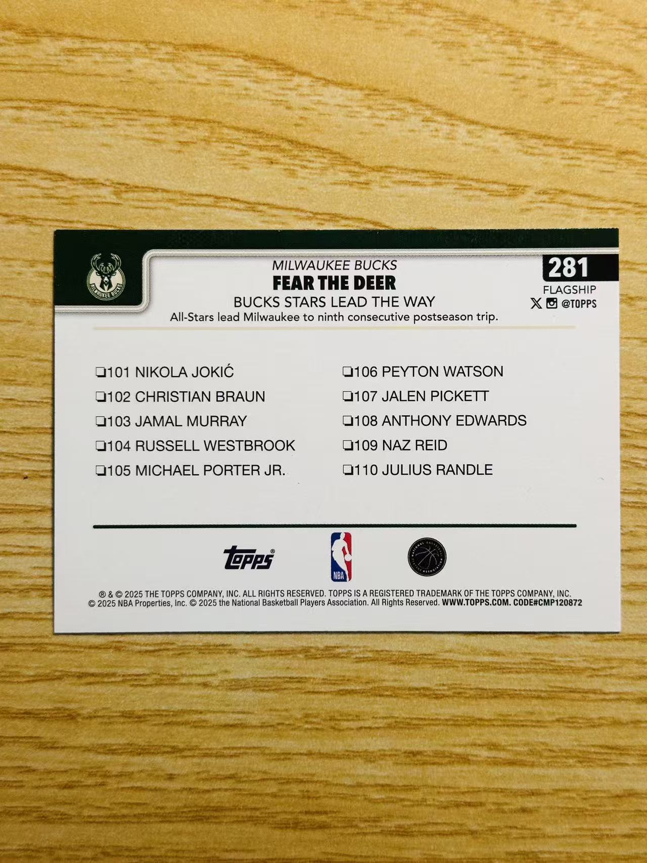 2025-26 Topps flagship Giannis Antetokounmpo 嘿嘿代卖 字母哥 扬尼斯 阿德托昆博 雄鹿 出场仪式 银折 gjmy 收藏必备