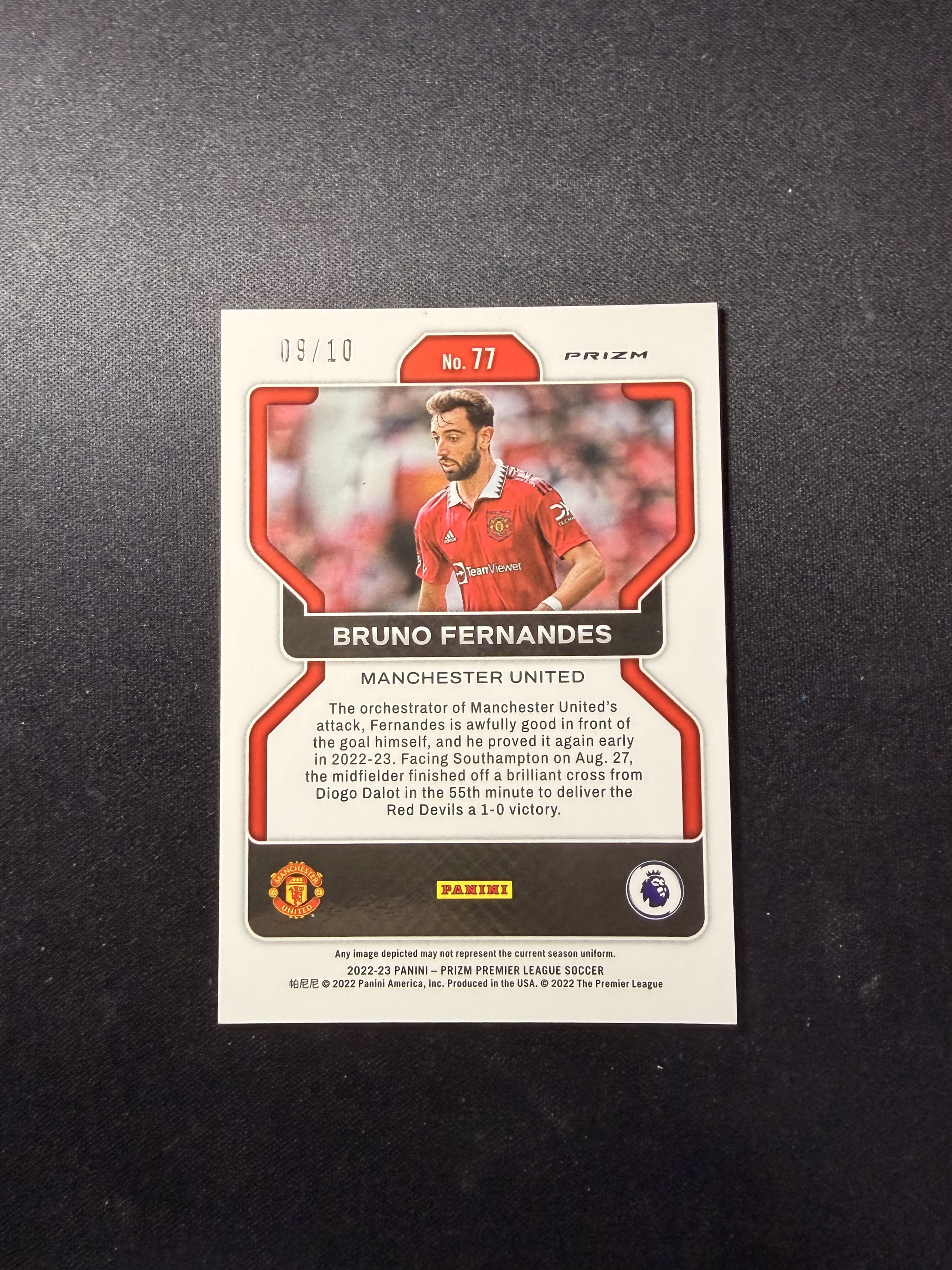 2022-23 Panini Prizm Bruno Fernandes 英超pz 曼联 布鲁诺 费尔南德斯 B费 10编 正金折 葡萄牙 c罗队友 英超单赛季助攻王 下赛季欧冠 世界杯 卡品如图