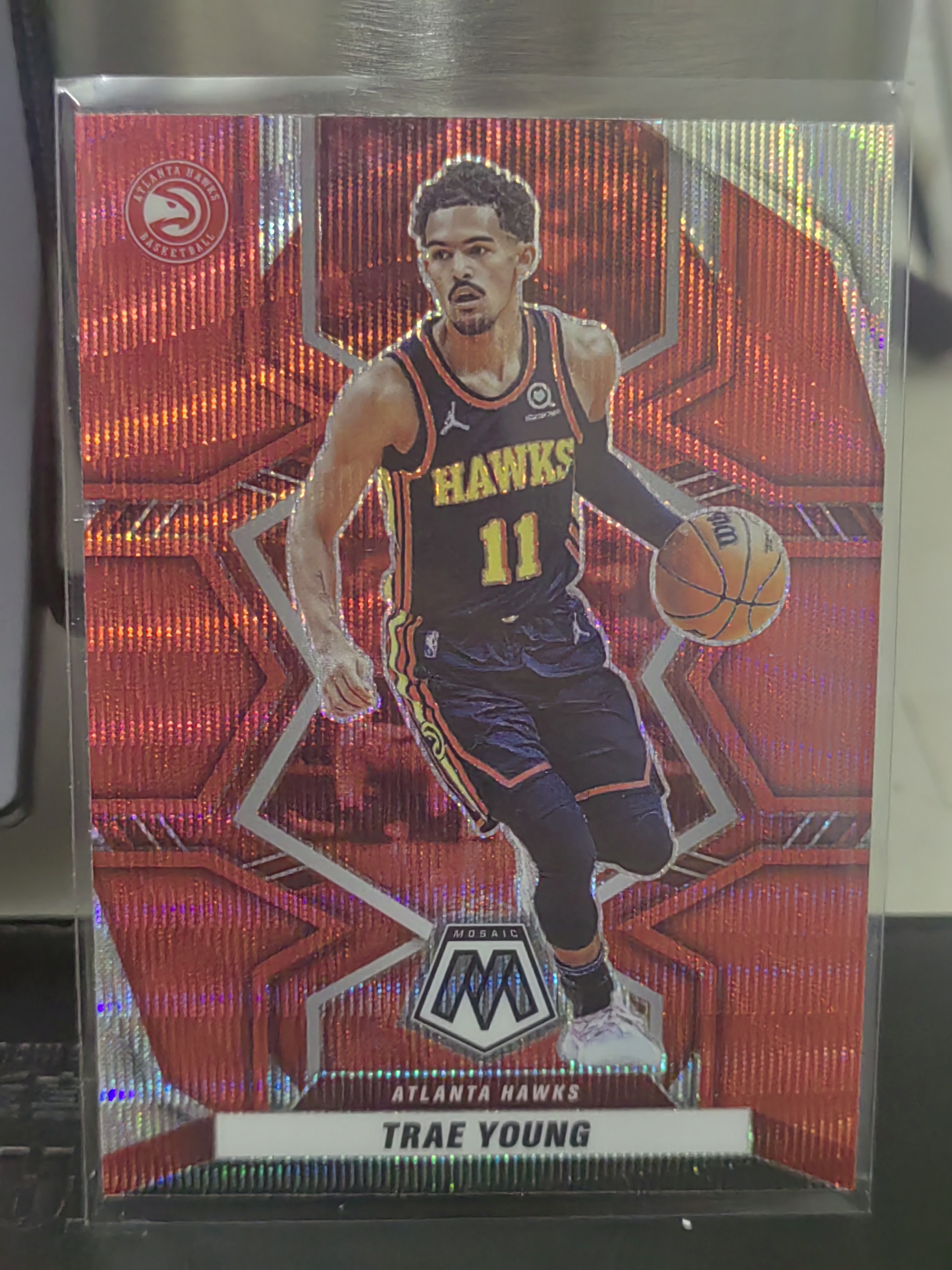 2021-22 Panini Mosaic Trae Young 马赛克 红波纹 特雷 杨 老鹰 篮 白边白角 不保卡品 卡品如图