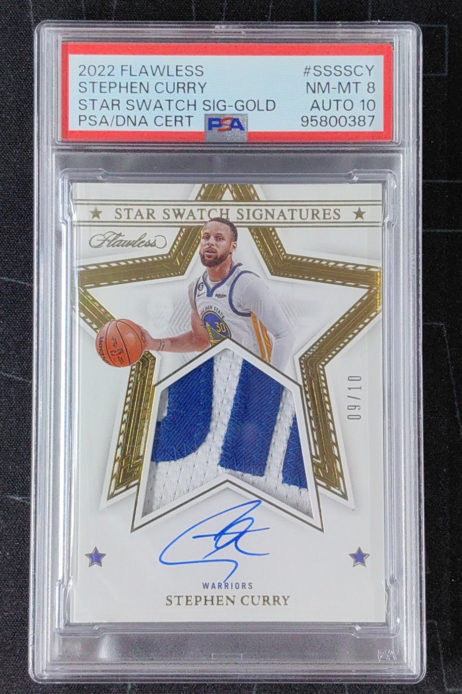 2022-23 panini flawless Stephen Curry 手提 金州勇士 斯蒂芬 库里 SS 星星签 大窗 暴力切割 patch 签字 10编 金版 PA 卡签 hit卡 PSA8/10 评级卡 高分 收藏家