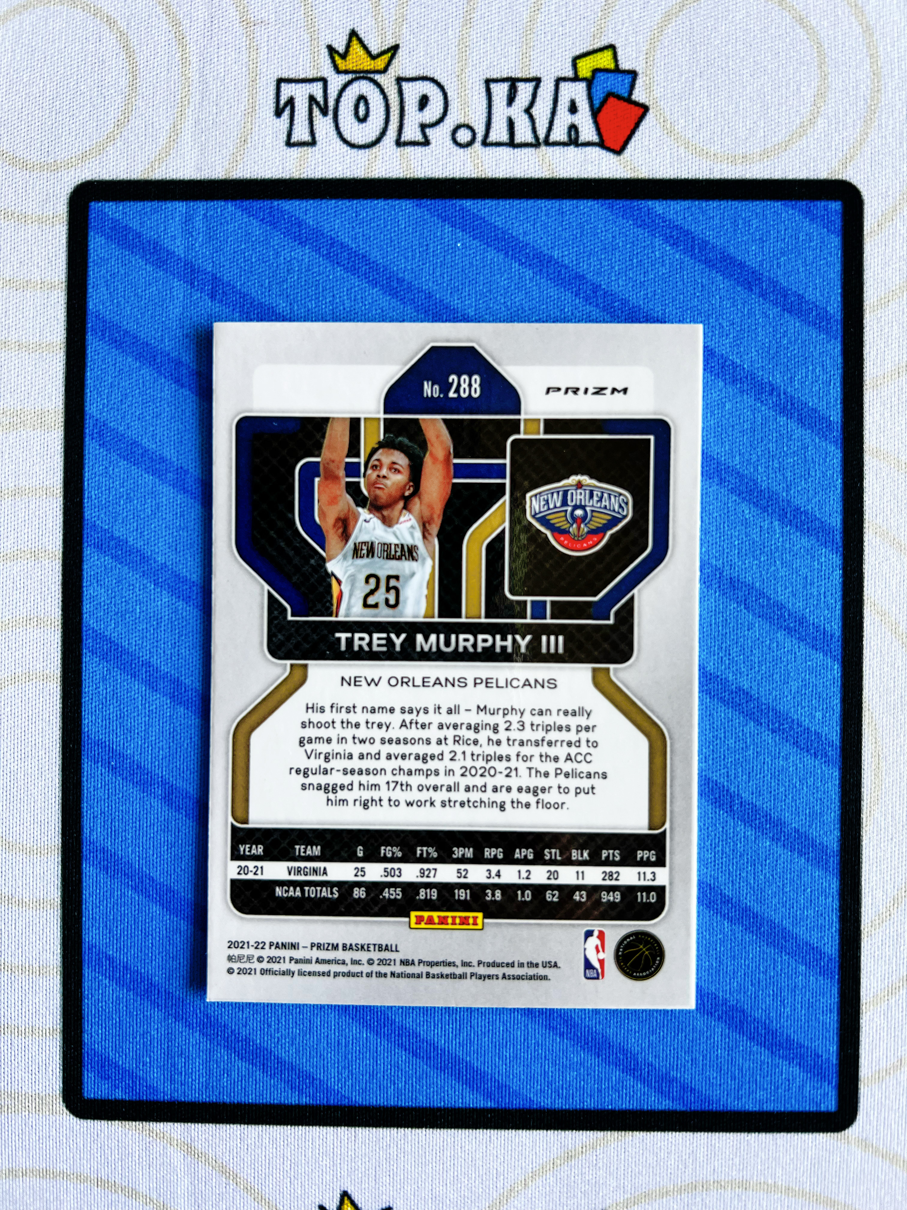 【顶尖卡社】2021-22 Panini Prizm Trey Murphy III PZ 鹈鹕 特雷墨菲三世 新秀RC 银折 最近大热 收藏投资必备 详情看描述 卡品如图【凯里】