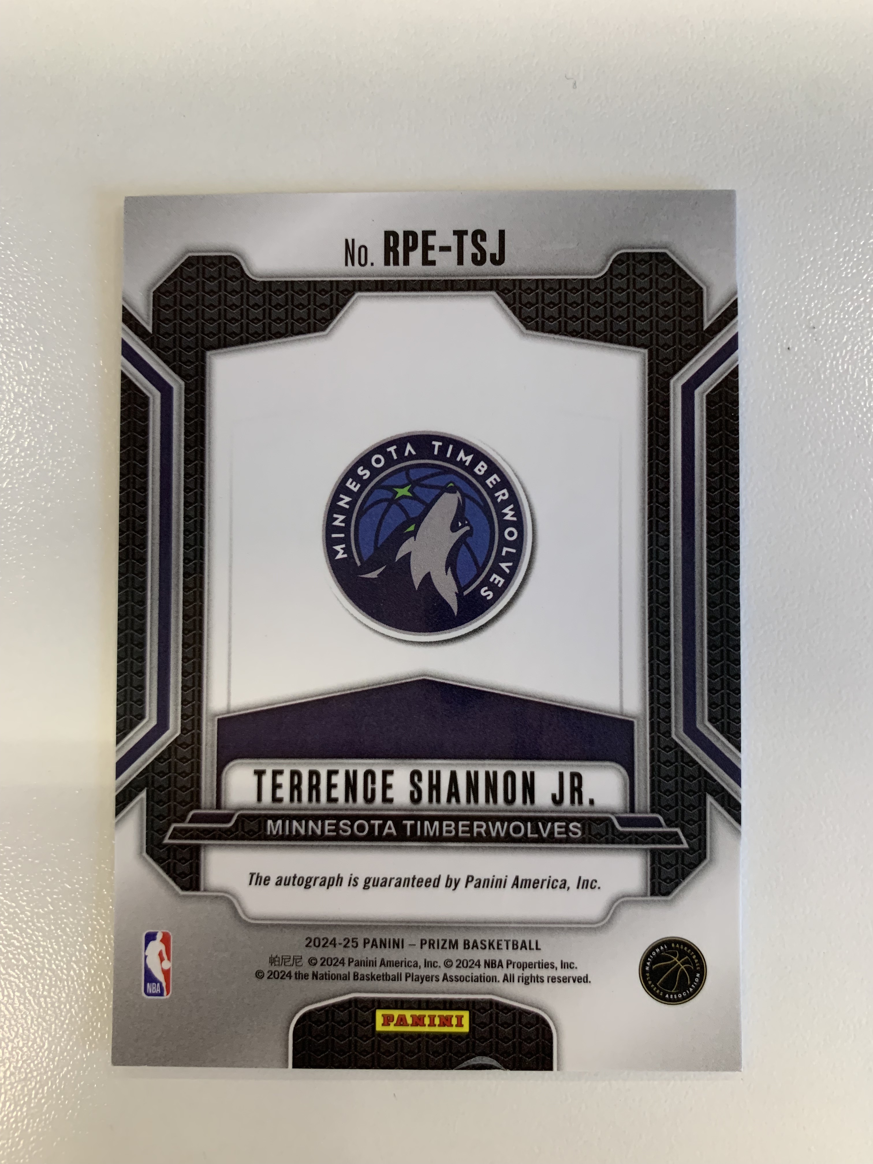 2024-25 Panini Prizm Terrence Shannon Jr. 新秀RC 小香农 Penmanship 签字 森林狼 SBX