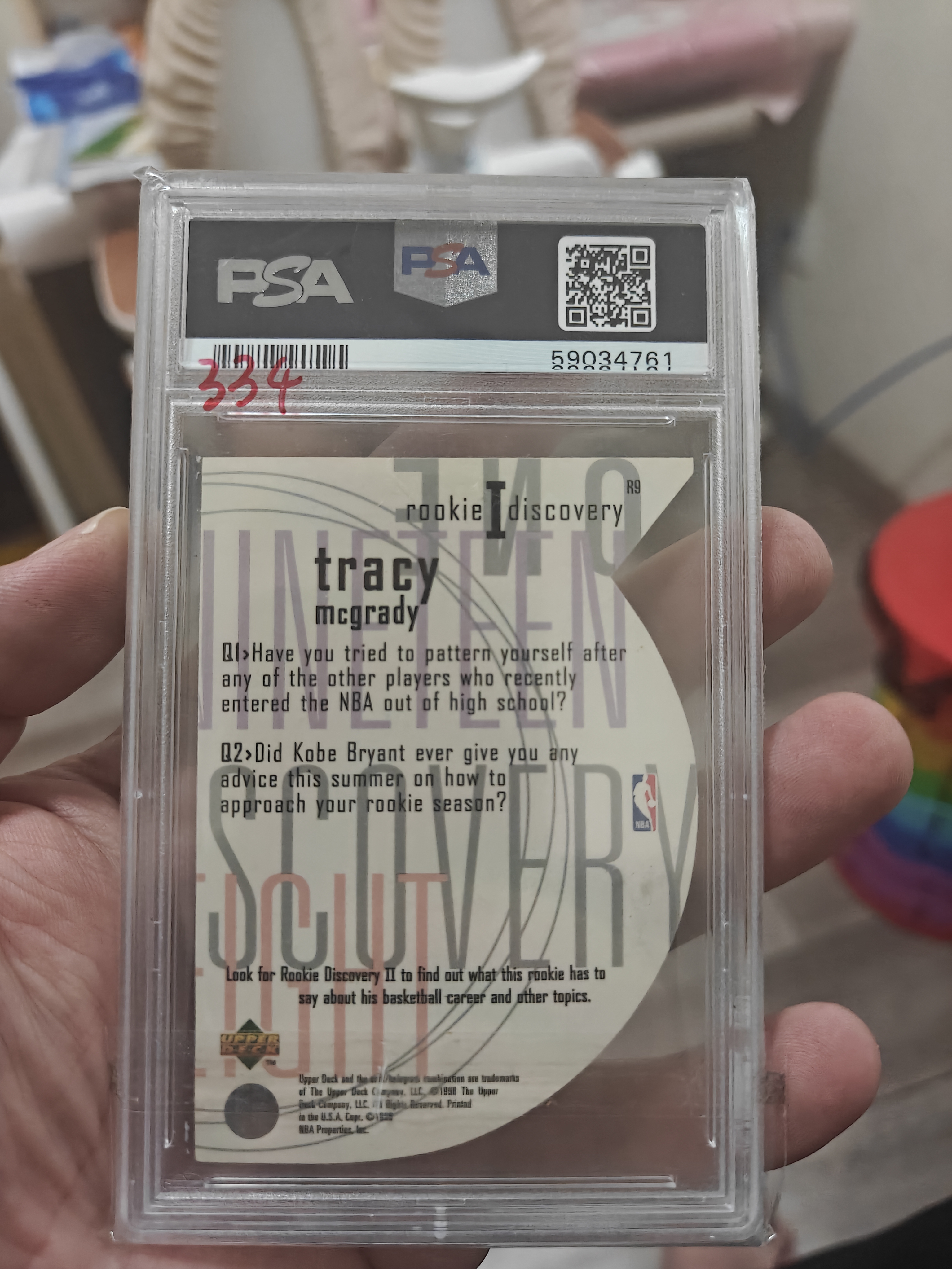 1997 Upper Deck UPPER DECK ROOKIE DISCOVERY Tracy McGrady ROOKIE DISCOVERY I #R9 PSA10 麦迪 新秀年 异形 大比例