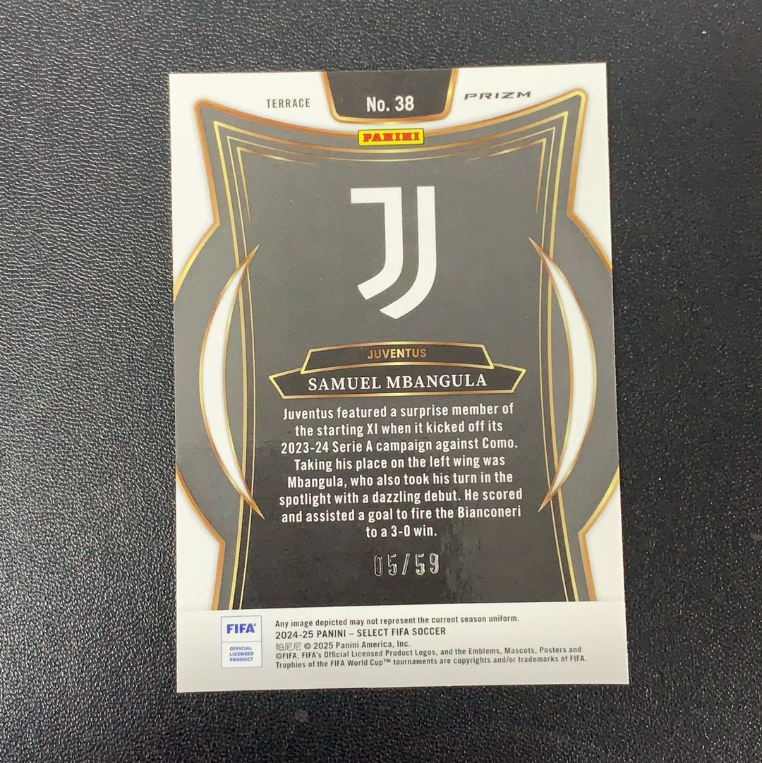 【小牛代拍】2024-25 Panini Select Samuel Mbangula RC 萨缪尔 姆班古拉 新秀 比利时 尤文图斯 FIFA 59编 一级 粉折 卡品如图 收藏必备(一哥)