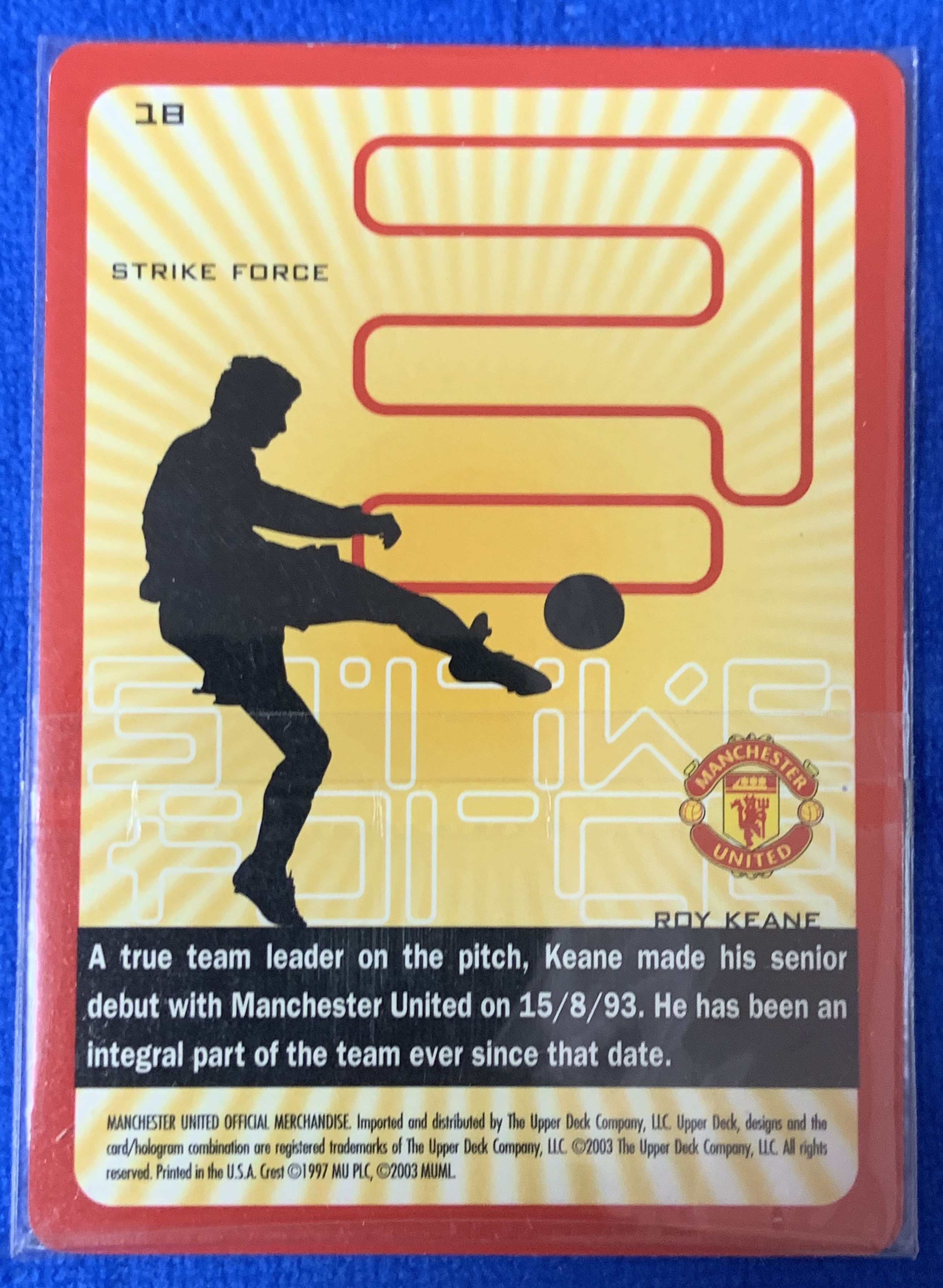 2003 Upper Deck Manchester United Roy Keane 亚德 曼联铁血队长 基恩 英超标志性人物 三冠王 爱尔兰Ireland 经典老卡近乎绝版 不保卡品ebay有价