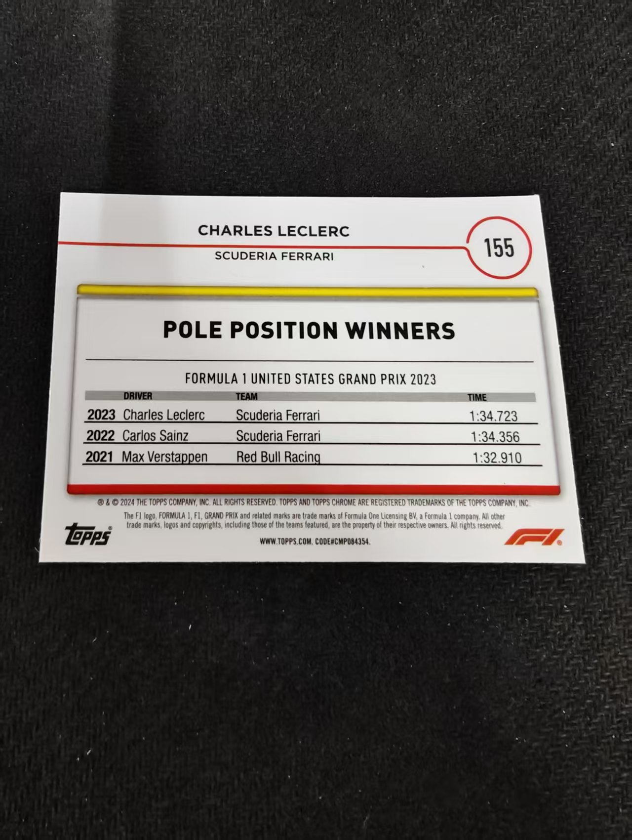 2024 Topps chrome F1 Charles Leclerc 查尔斯 勒克莱尔 划痕 边角瑕疵 #155
