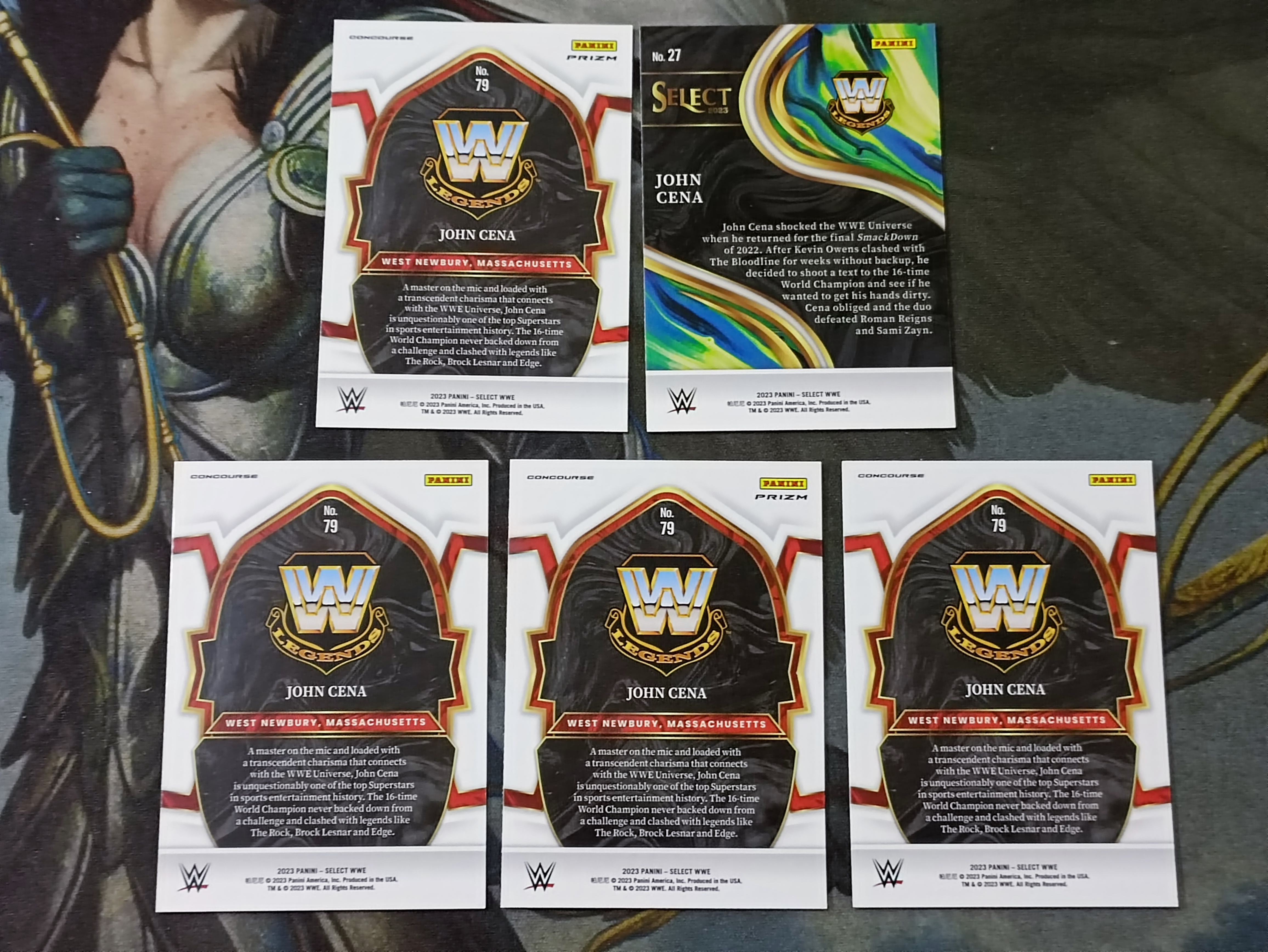 2023 Panini Select WWE John Cena 约翰塞纳 银折/SENSATIONS 特卡/Base 打包5张lot WWE 职业摔角(打包不保卡品)《苏州卡通》J【ANDY】