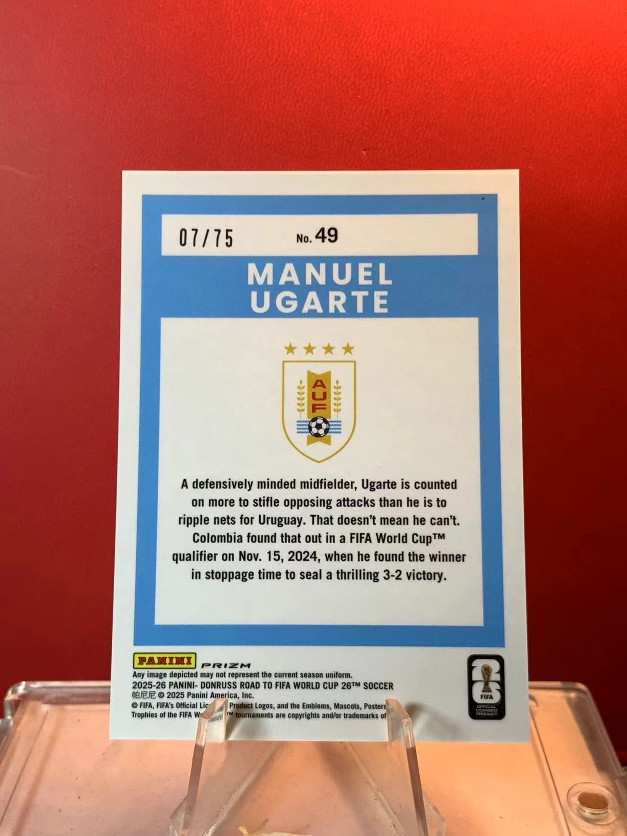 (詹叔代拍)2025-26 Panini Donruss Manuel Ugarte 曼努埃尔 乌加特 乌拉圭 曼联 07/75编 蓝折 同背色 卡品如图 顺丰寄付