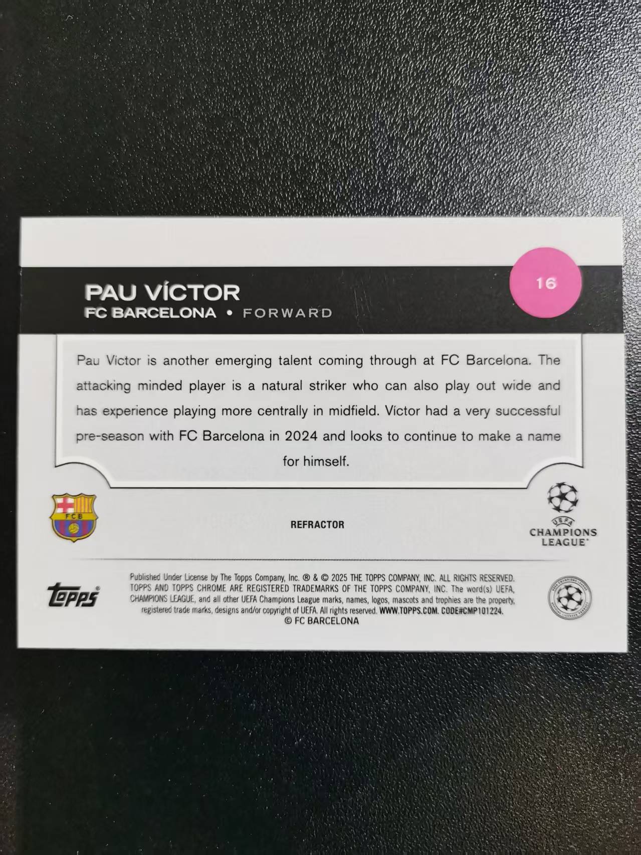 2025 Topps Topps Pau Victor 保罗维克托 巴萨 新秀RC TC欧冠 折射 收藏凑套 卡品如图 免费代拍CC06