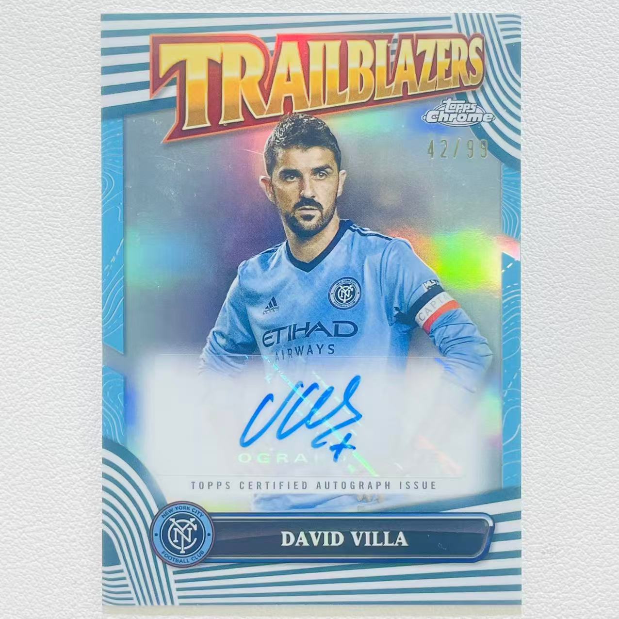 2024 Topps MLS Chrome David Villa 美职联TC 西班牙 纽约城 巴萨 马竞 大卫 比利亚 葫芦娃 签字 99编 先驱者签 银折 亚马尔佩德里加维莱万贝尔纳尔库巴西前辈B