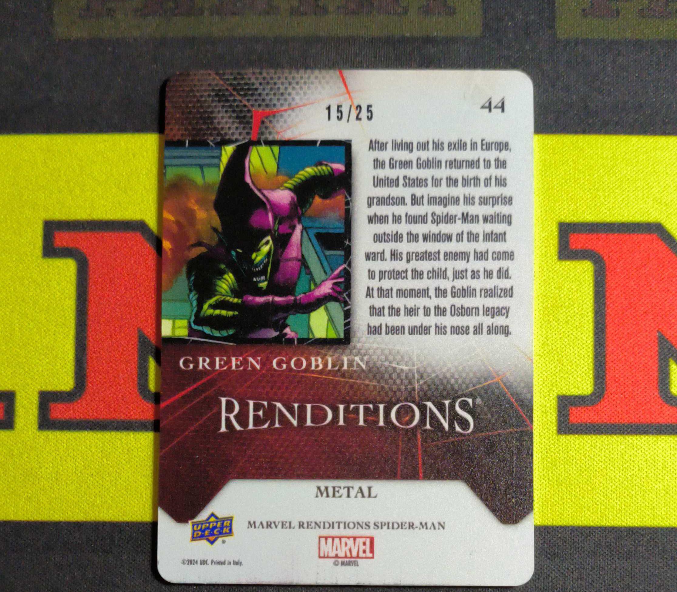2024 Upper Deck Marvel (MCU) Green Goblin UD漫威 蜘蛛侠演变 人气反派 绿魔 玻璃特卡 15/25 ...