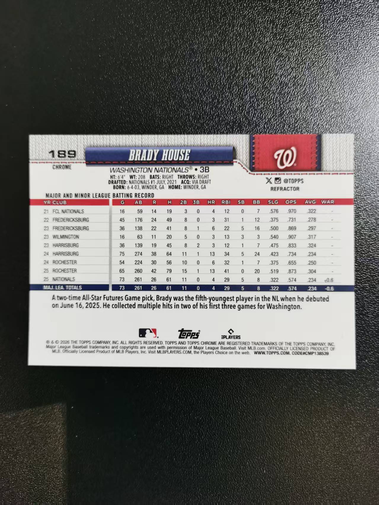2026 Topps Chrome Brady House 布拉迪豪斯 新秀RC TC棒球 MLB 折射 收藏凑套 卡品如图 免费代拍CC23