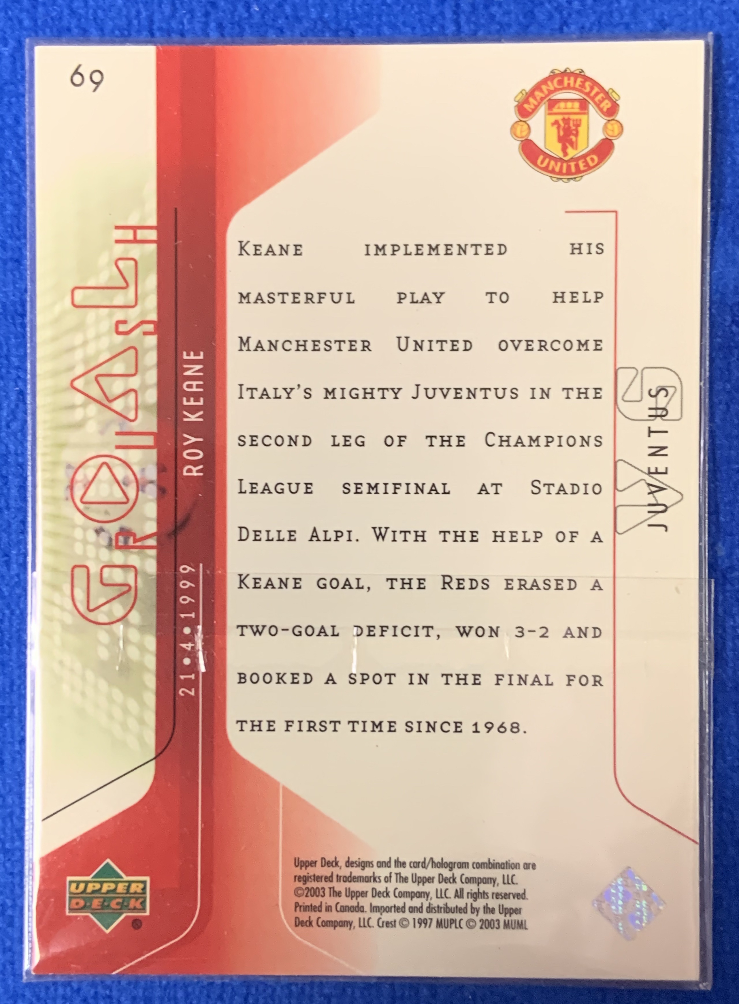 2003 Upper Deck Manchester United Roy Keane 亚德进球特卡 曼联铁血队长 基恩 三冠王 爱尔兰Ireland 经典老卡近乎绝版 不保卡品ebay有价
