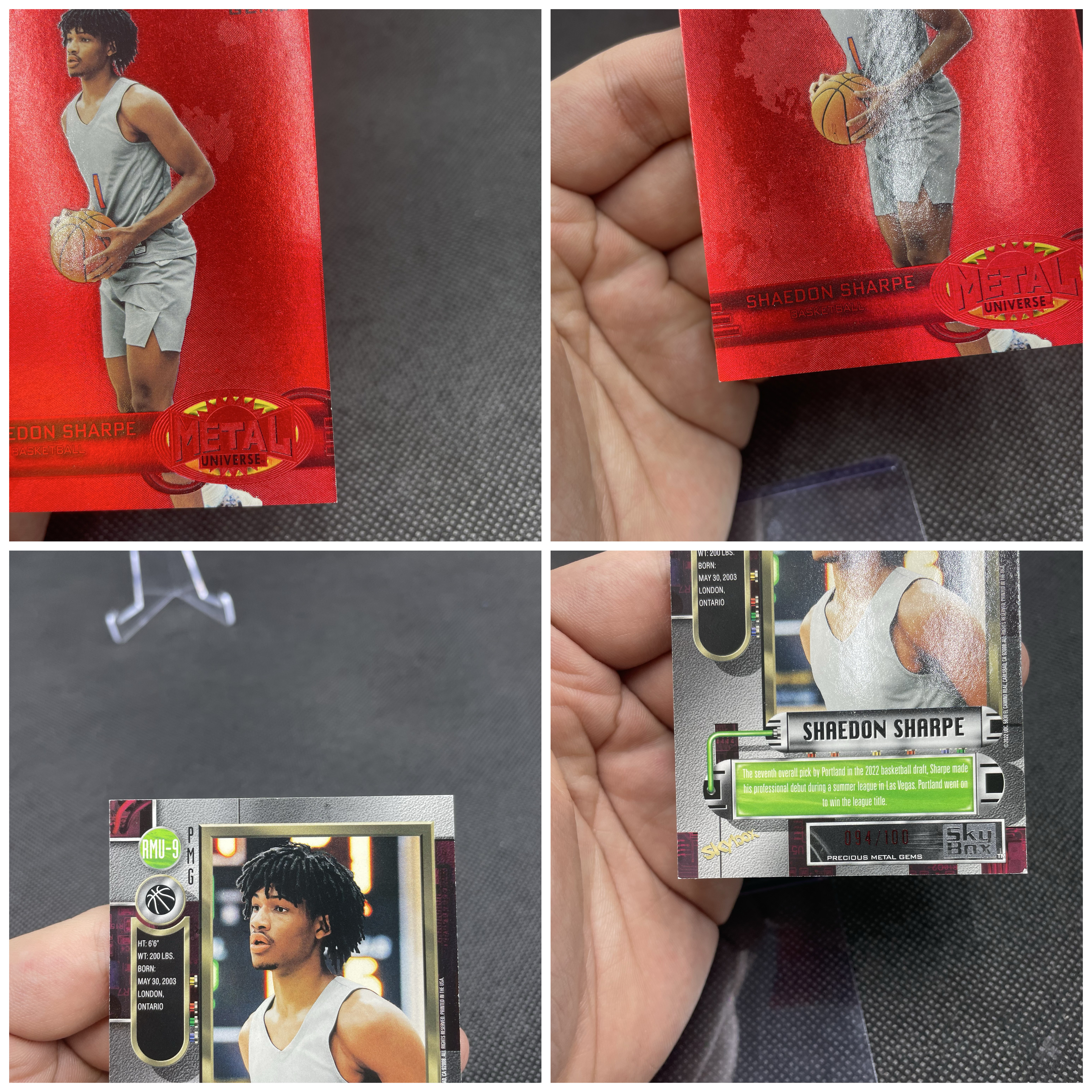 2022 SkyBox Metal Universe Shaedon Sharpe RC 金属宇宙 开拓者 新秀 谢登 夏普 094/100编 红宝石 红宝 PMG 顶级复刻老特 第三张 品如图 wy