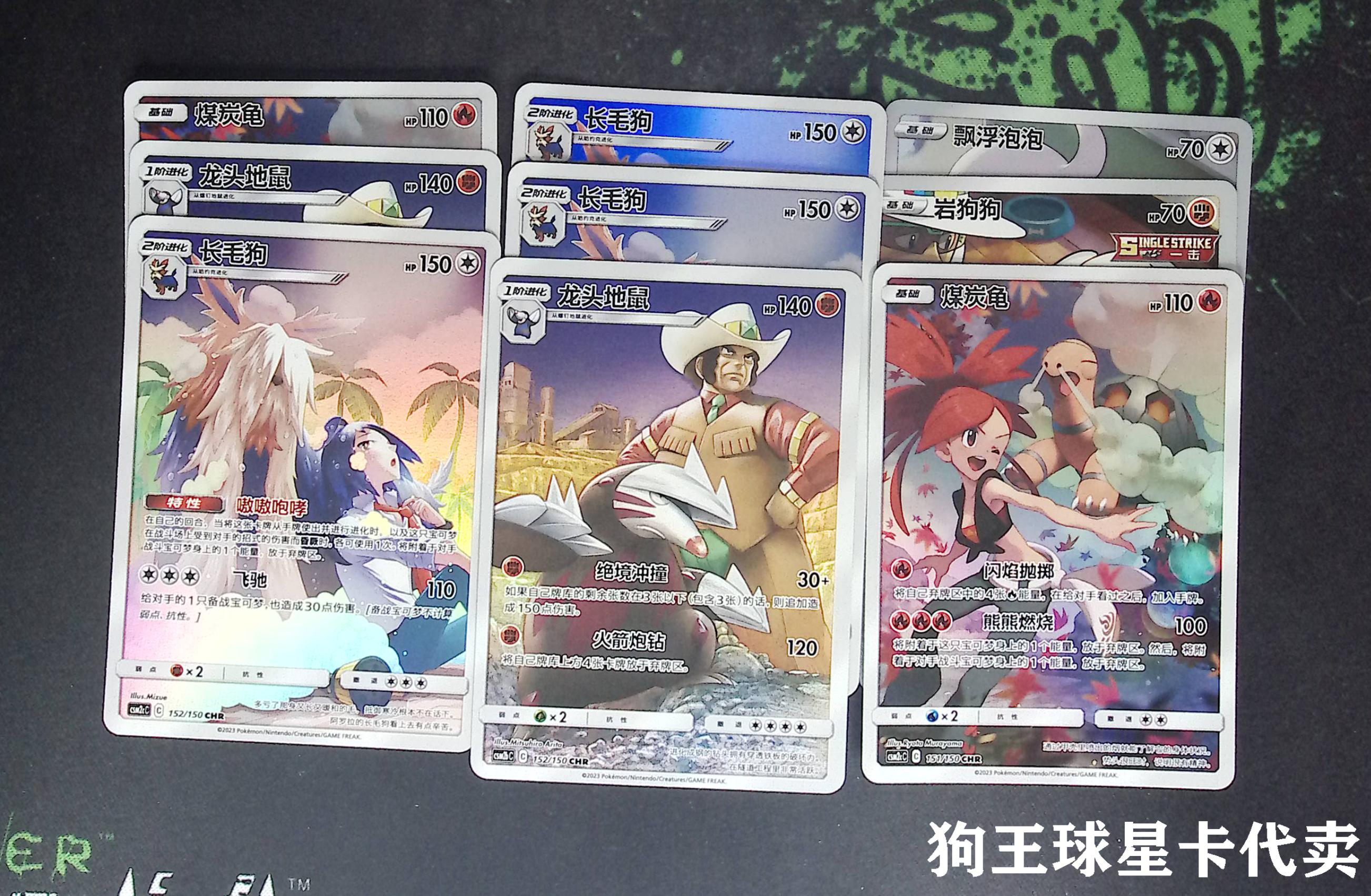 【狗王代卖】宝可梦 简体中文 CHS 闪卡 银闪 全图闪 CHR 一图 长毛狗 龙头地鼠 煤炭龟 等 9张一标lot 飞毛腿E48