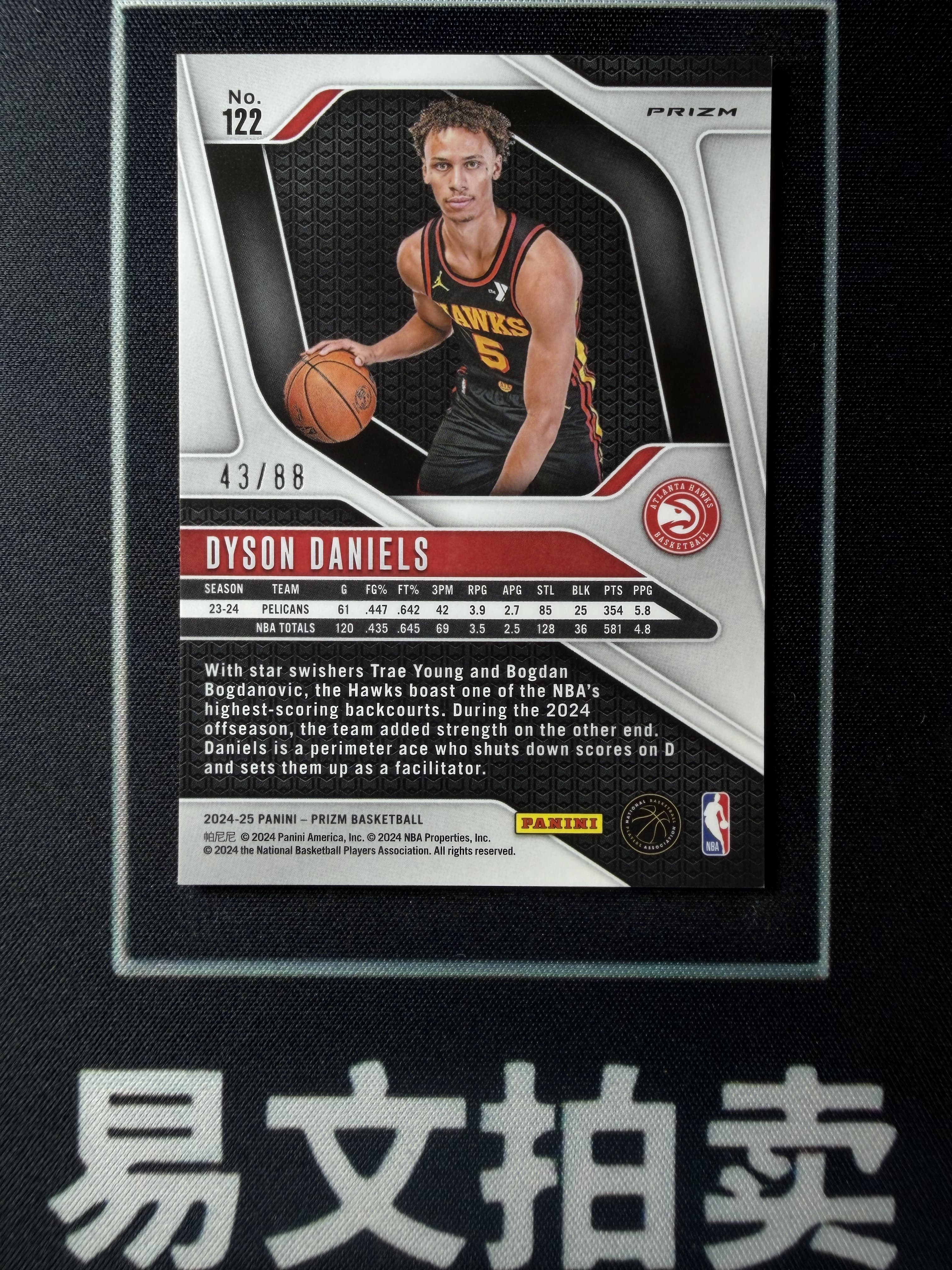 【易文拍卖 超级回款】2024-25 Panini Prizm Pz 男篮 DYSON DANIELS 鹈鹕 丹尼尔斯 43/88编 三色波纹折 糖果折 #Yung