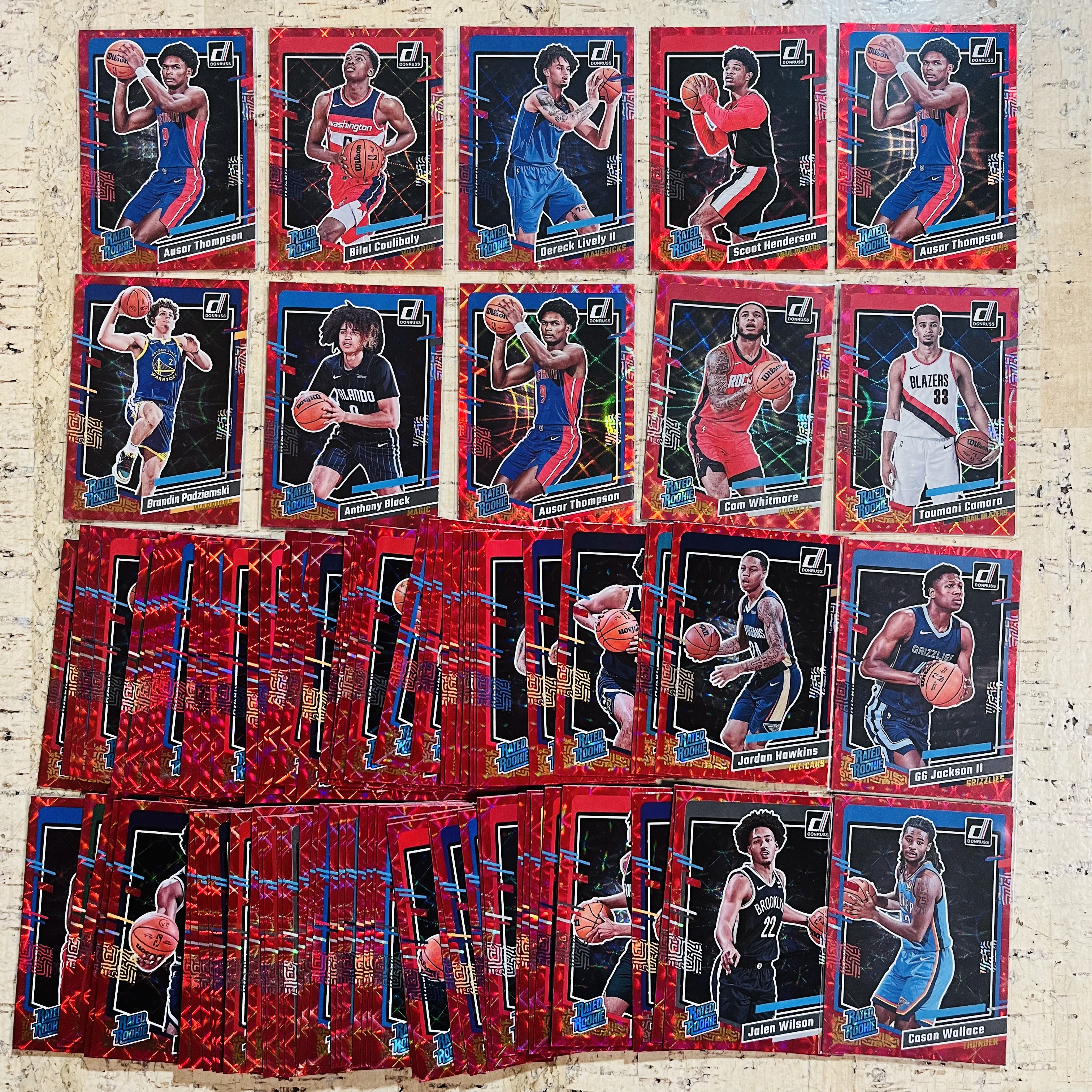 2023-24 Panini Donruss Ausar Thompson RC 新秀 红网格折 钻石折 100张大打包 杜蕾斯 奥萨尔 汤普森 亨德森 惠特莫尔 投资必备 此标有膜无夹【小卡迷拍卖