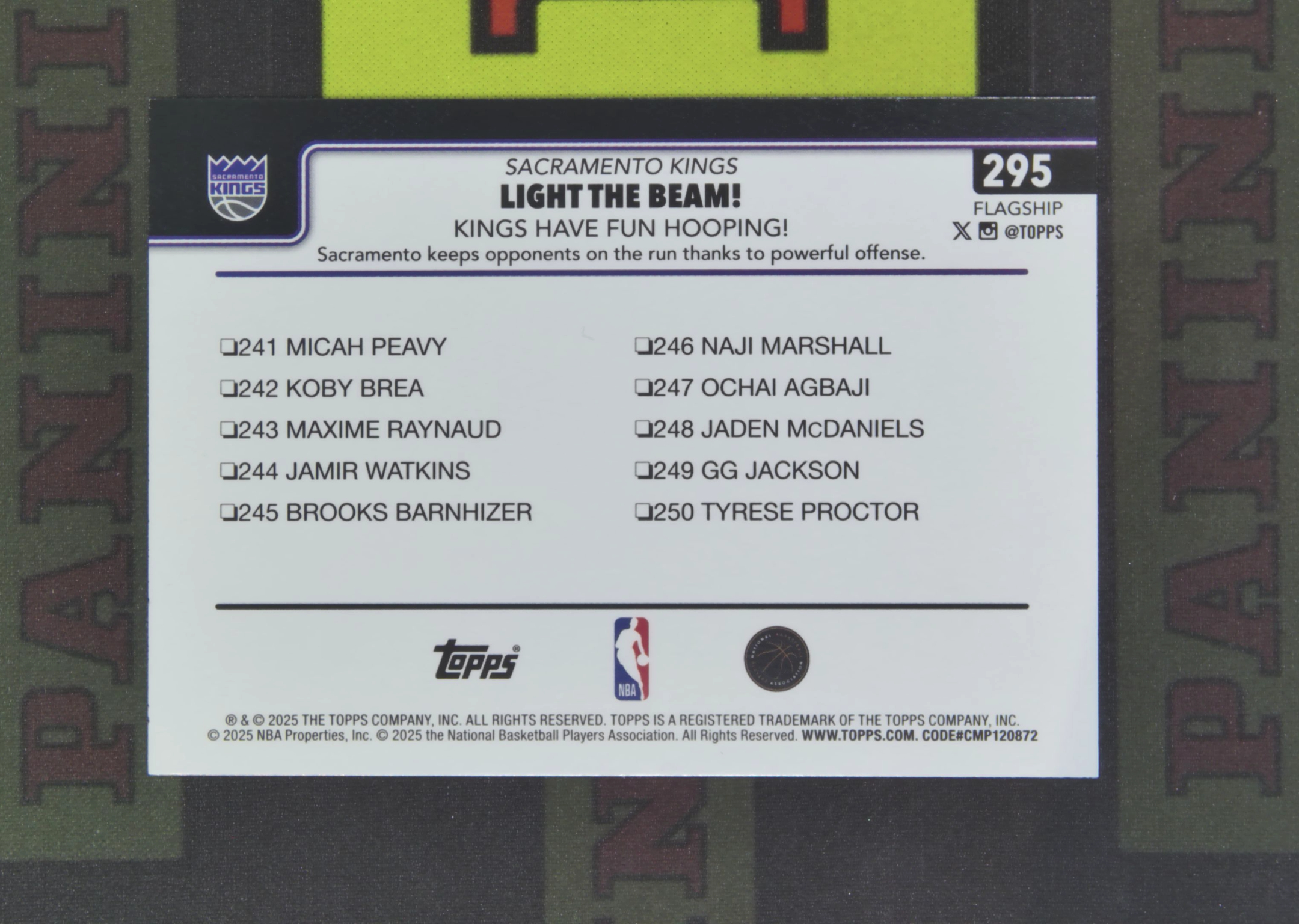 2025-26 Topps Flagship Sacramento Kings Nirvana Project 萨克拉门托国王 队伍卡 06/99 绿折 折射 卡品如图 收藏必备 涛涛¥