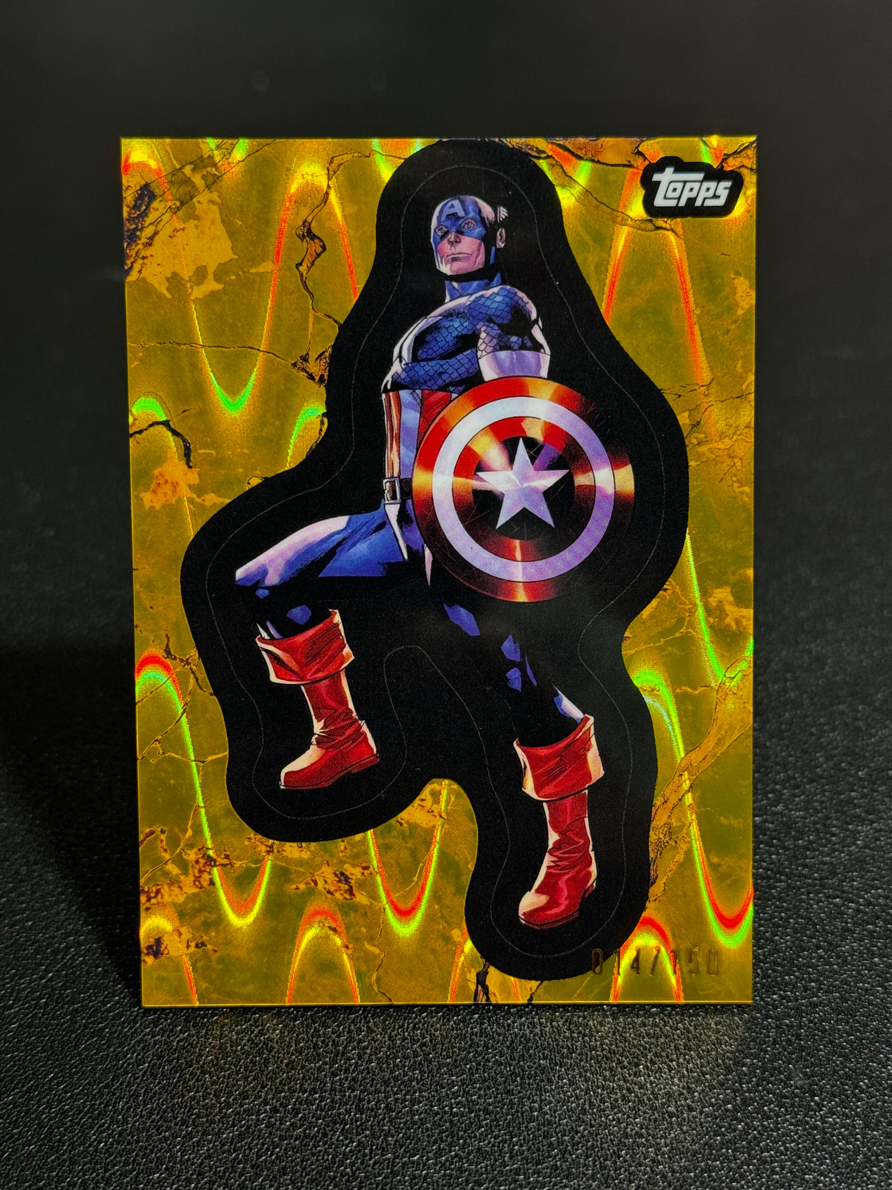 2025 Topps Marvel (MCU) Comic Book Heroes 1975黄金年代 漫威 金折 熔岩折 150编 Captain America 美队 #108 LWOY