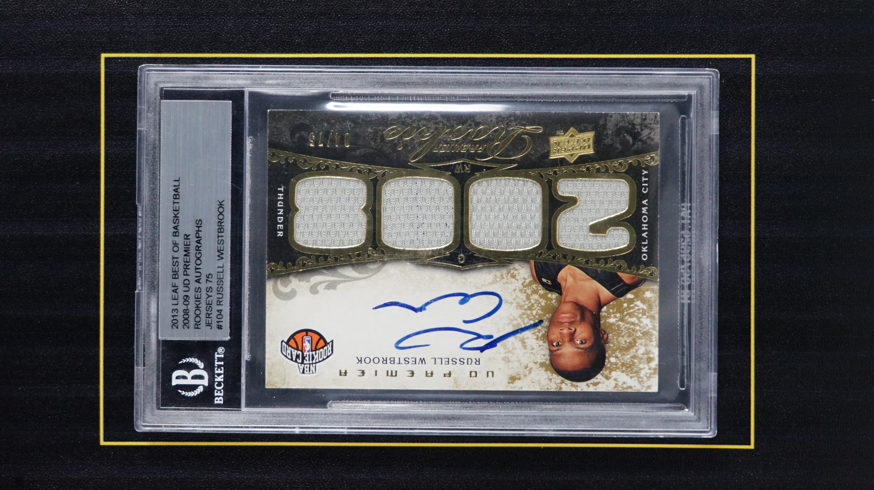 2008-09 Upper Deck Premier Russell Westbrook RC 新秀 威少 威斯布鲁克 75编 金平行 球衣 签字 RJA BGS保护壳【DD小胖】3【超新星代卖】C