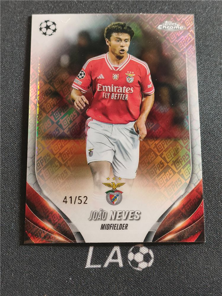 Carte Topps Deco Joao Neves 2023-24 1st Edition + Preuve Vidéo ✍️ - Benfica / PSG / City