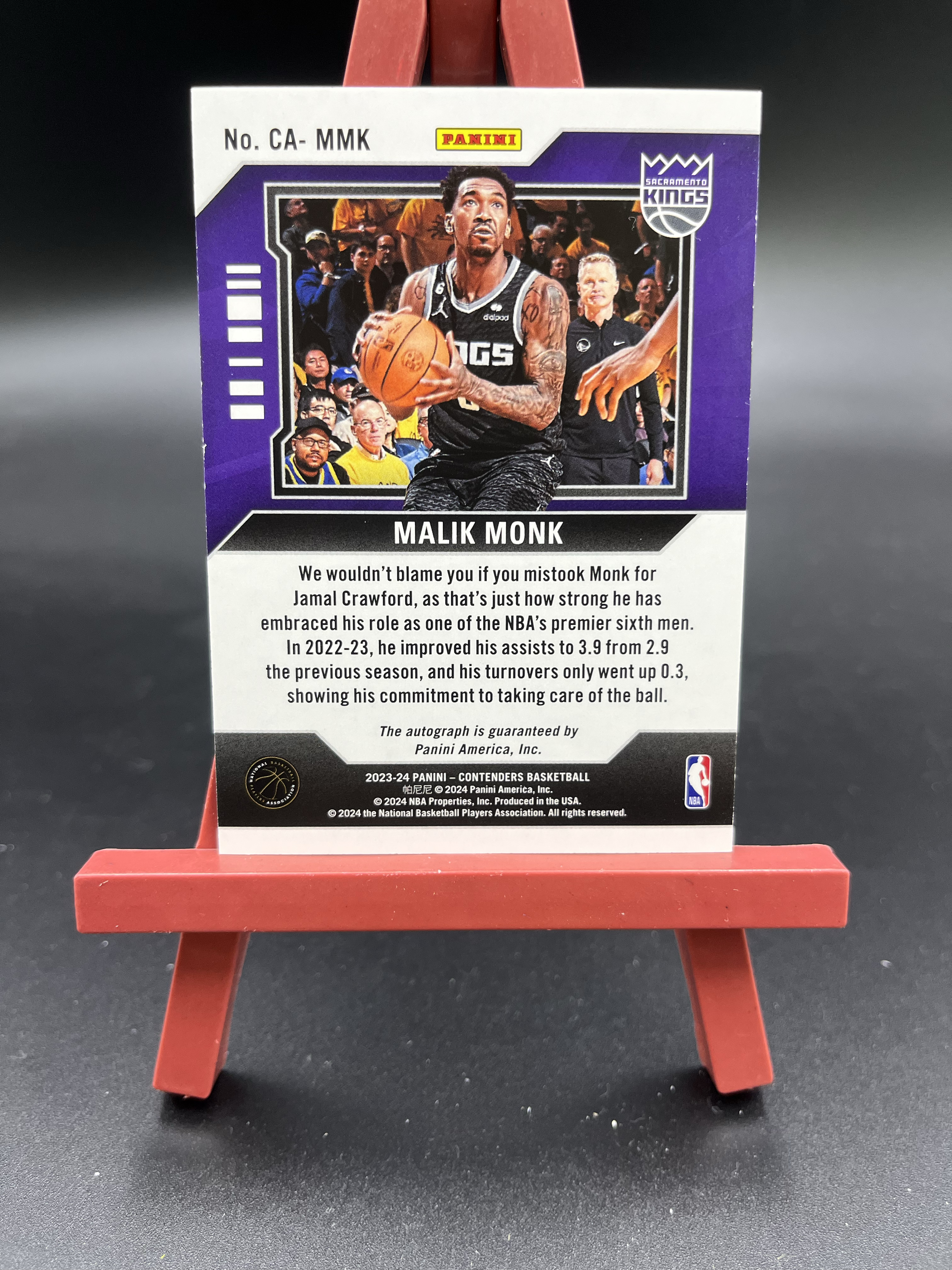 2023-24 Panini Contenders Malik Monk 球票 马利克 蒙克 签字 贴签 33/49编 国王 卡品如图【优质签字专场】04WZ