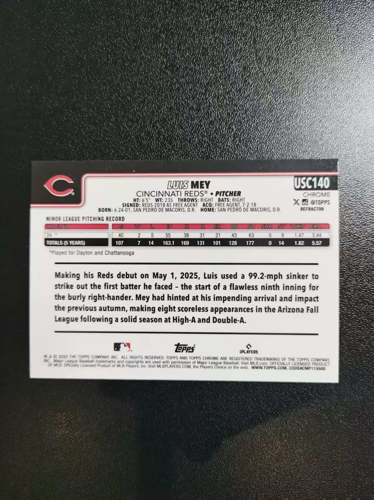 2025 Topps Chrome Luis Mey 路易斯梅伊 新秀RC TC棒球 MLB 折射 收藏凑套 卡品如图 免费代拍CC16