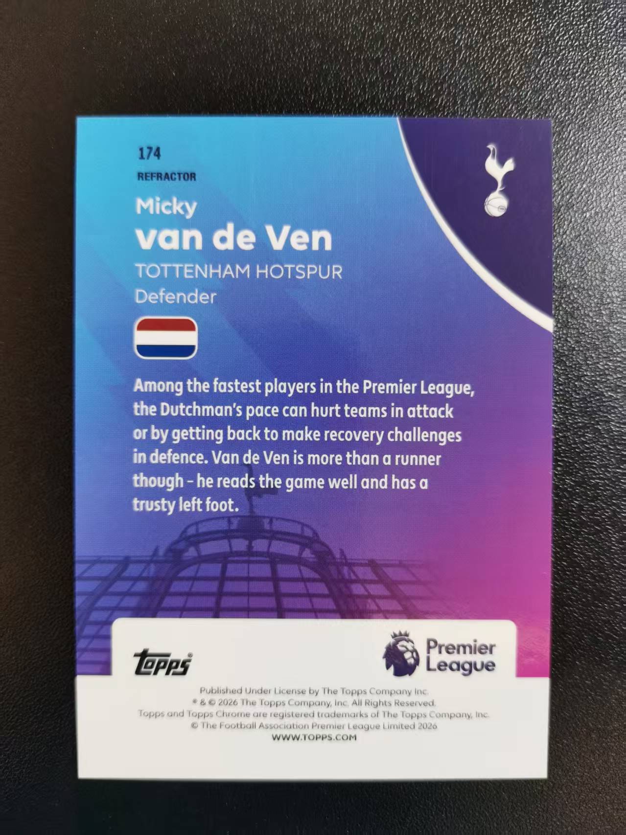 2026 Topps Chrome Micky van de Ven 范德文 热刺 TC英超 银折 收藏凑套 卡品如图 免费代拍CC02