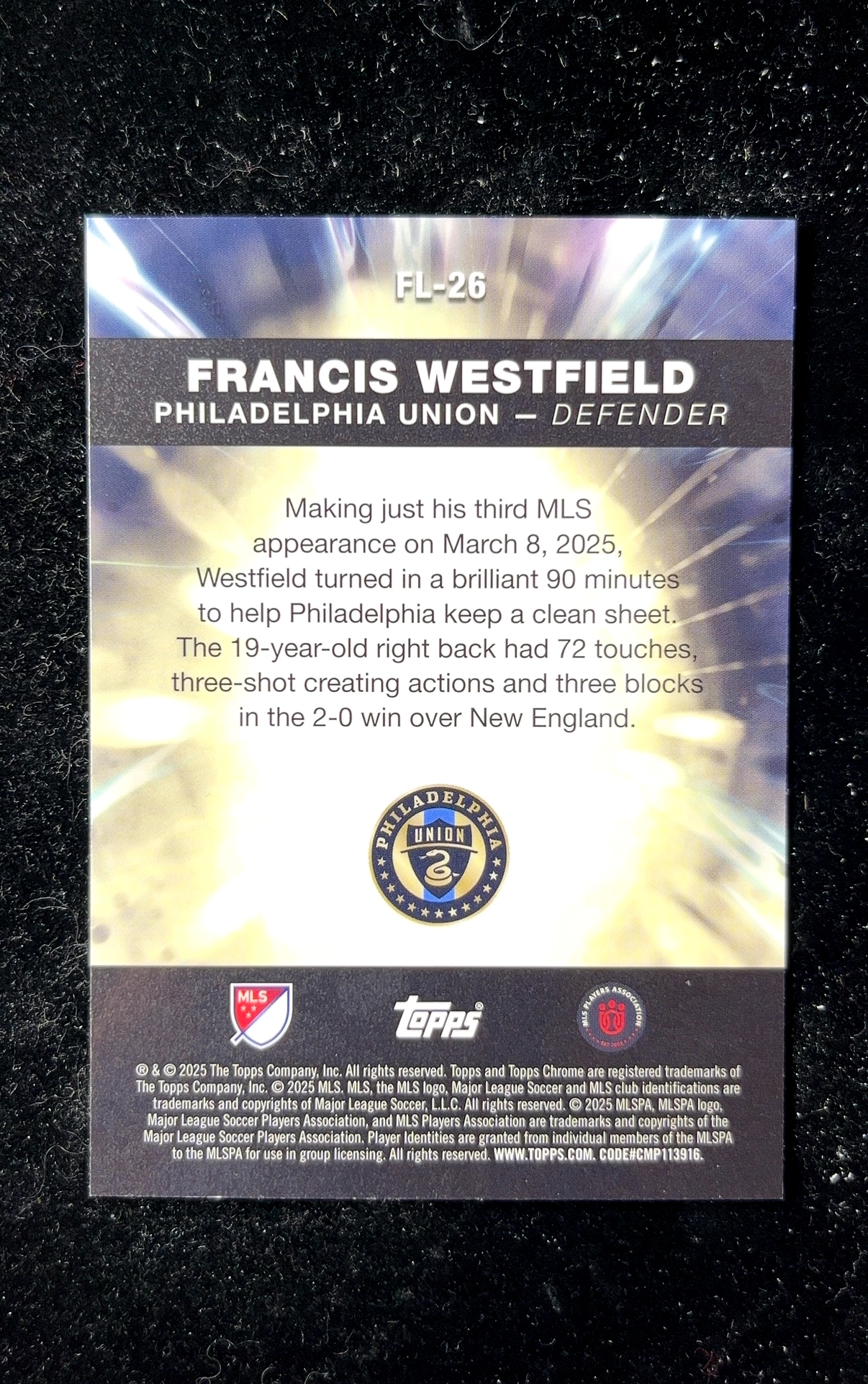 【小白1%代卖】2025 Topps Chrome Fast Lane 快车道特卡 FRANCIS WESTFIELD 弗朗西斯·韦斯特菲尔德 银折 折射 极具价值 收藏必备 0607
