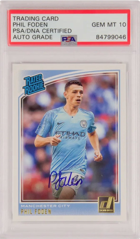 Phil Foden Signed 2018-19 Panini Rated Rookie #179 Manchester City - PSA 10