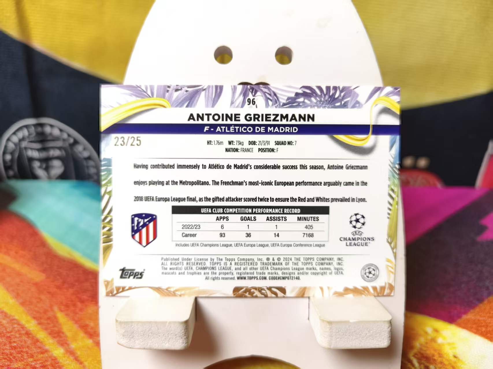 2024-25 topps 巴西狂欢限定 Antoine Griezmann 欧冠巴西盒 格列兹曼 25编 橙折 法国 马竞 收藏必备