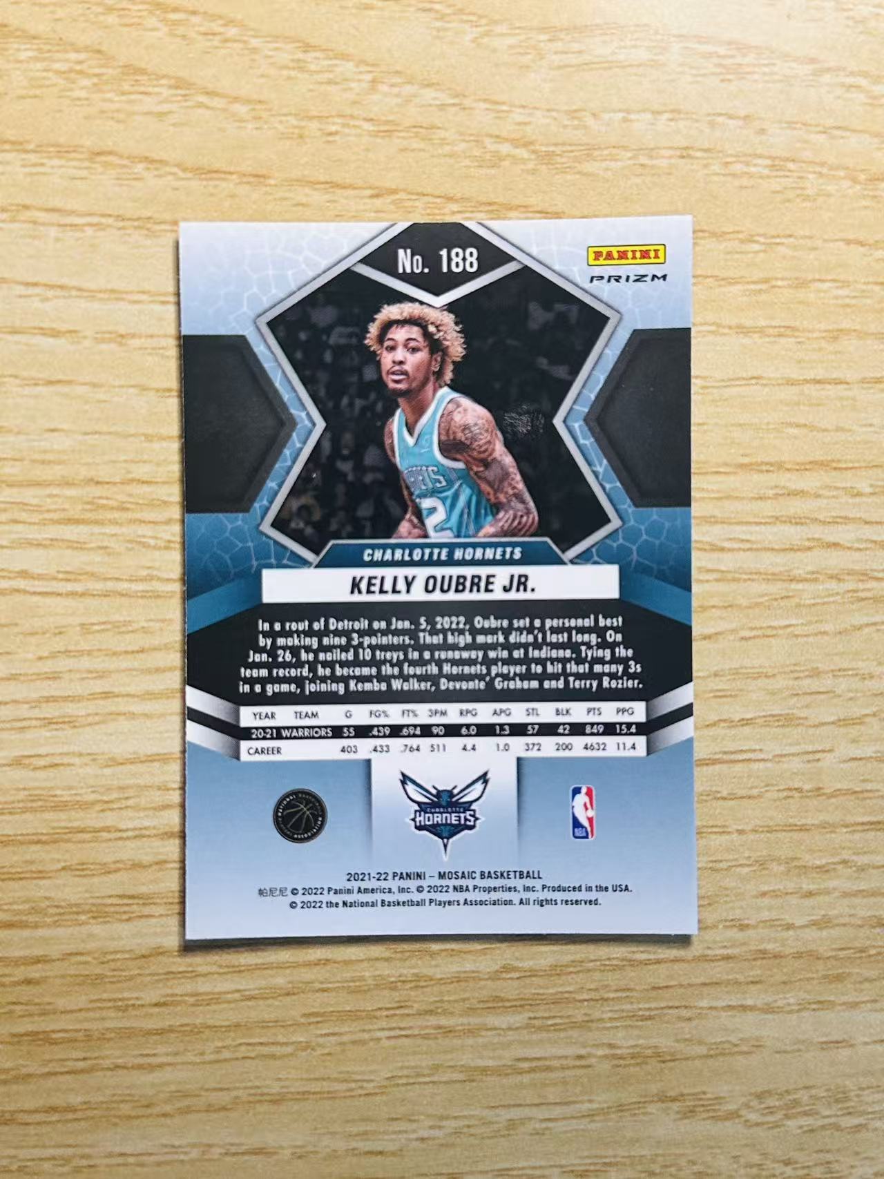 2021-22 Panini Mosaic Kelly Oubre Jr. 嘿嘿代卖 马赛克 凯利 乌布雷 起源折 大比例 黄蜂 收藏必备