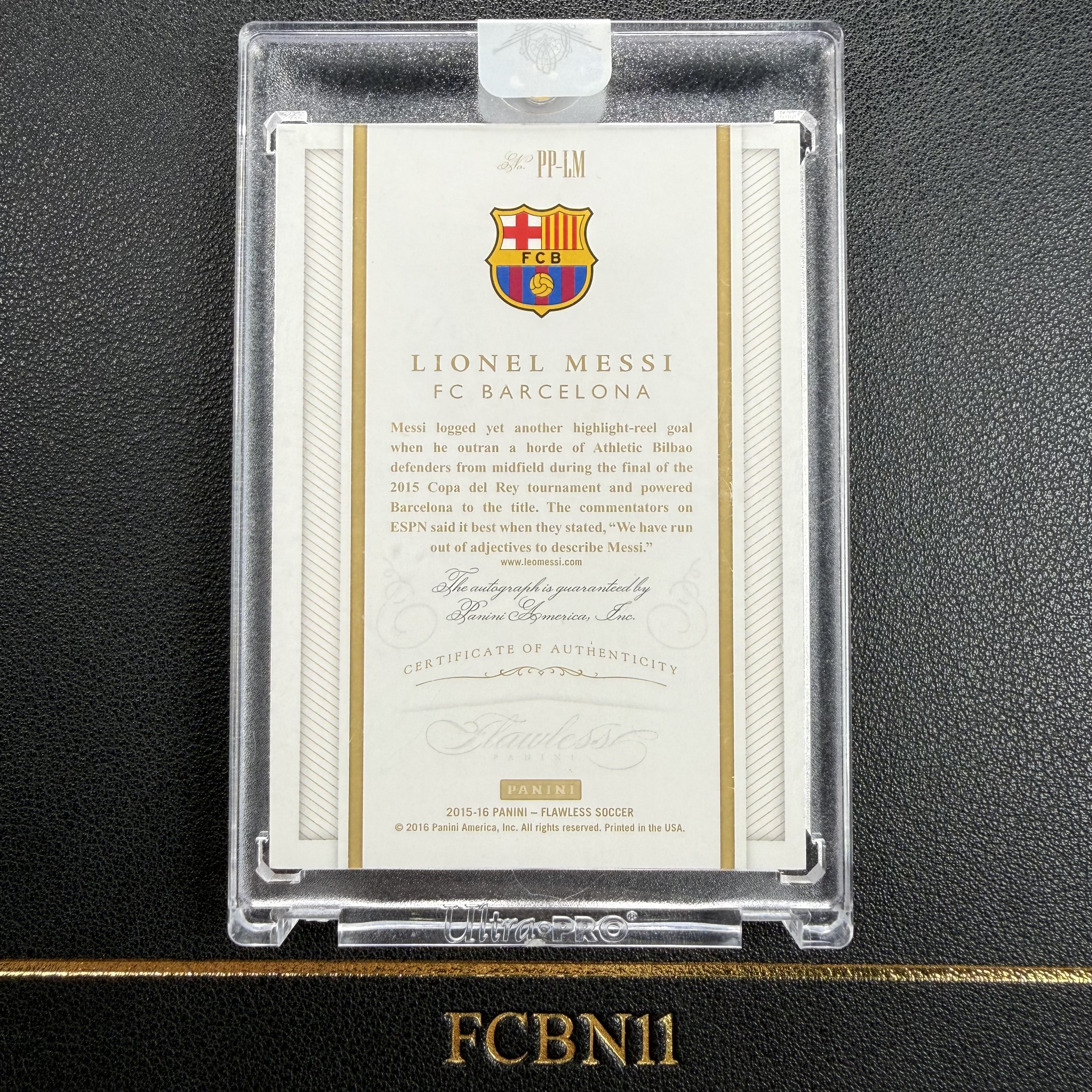 【FCB拍卖】2015-16 PANINI FLAWLESS LIONEL MESSI 里奥 梅西 签字 卡签 10编 金折 GOLD 3/10 巴塞罗那 阿根廷 巴萨 世界杯冠军 元年手提 微瑕 原封砖{lis288}FCBN11代理拍卖