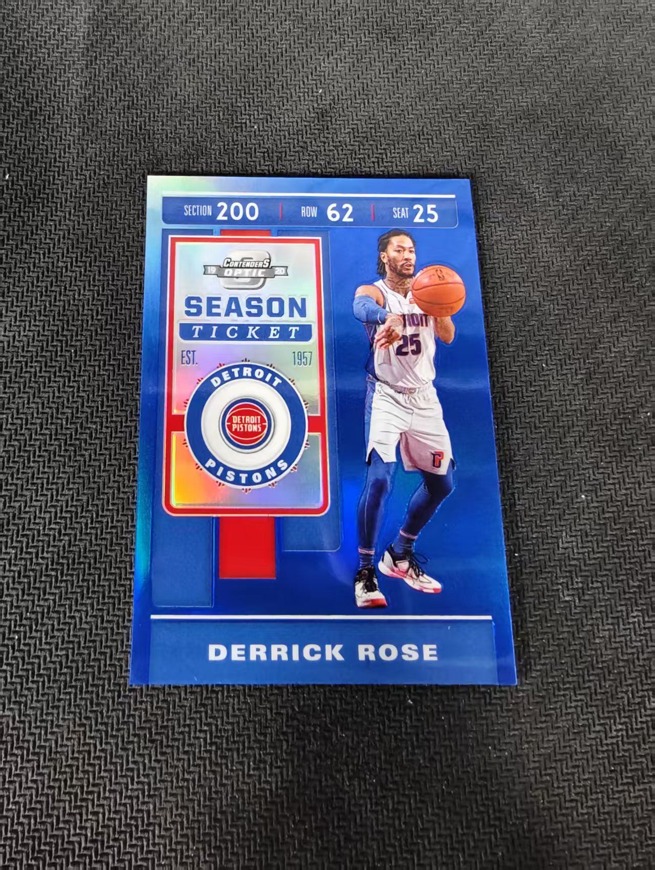 【可合并,不累计】2019-20 Panini Contenders Optic Derrick Rose 罗斯 活塞 球票OP 蓝折 99编 划痕 坑印 边角瑕疵