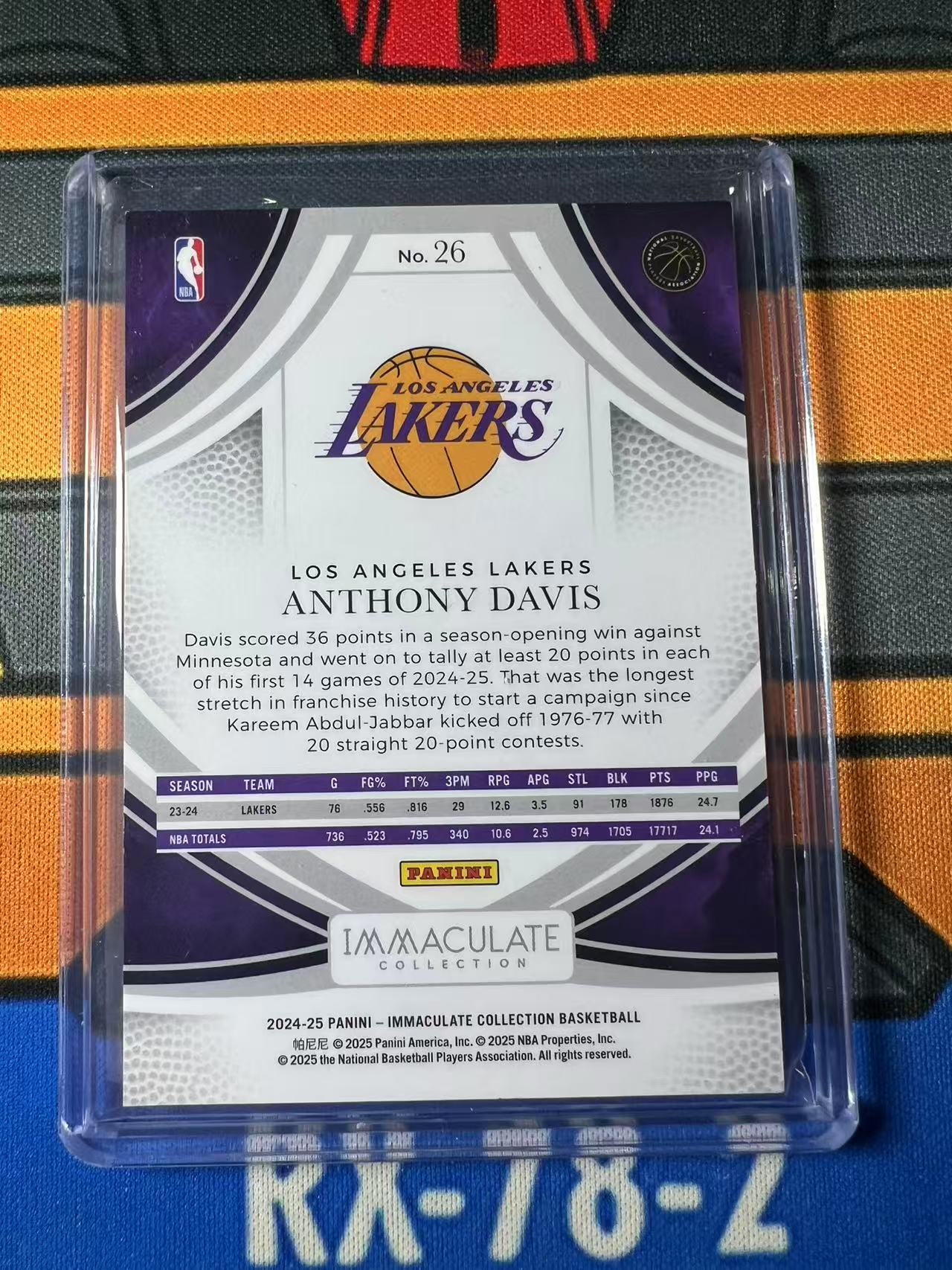 2024-25 Panini Immaculate Anthony Davis 【GT拍卖】安东尼 戴维斯 浓眉 IMM 45/99编 BASE