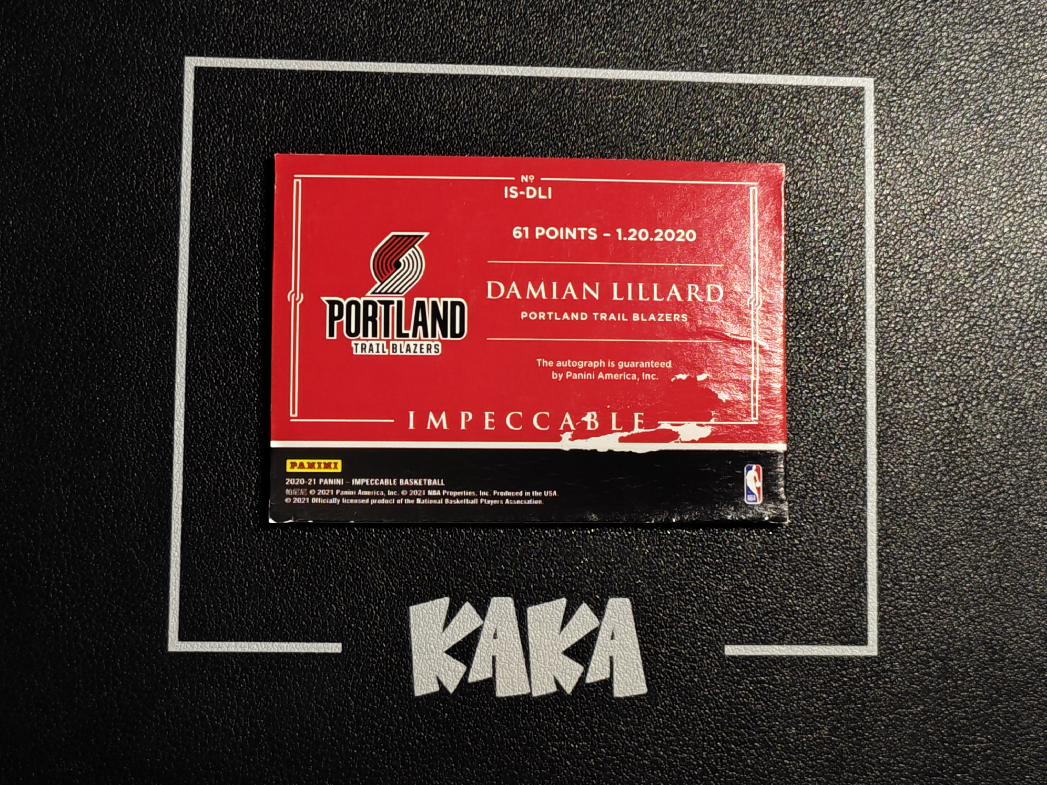 【KAKA】2020-21 Panini Impeccable Damian Lillard 小真金 开拓者 达米安 利拉德 61编 卡签 数据签 最高得分数据 签字 轻印如图 景艺