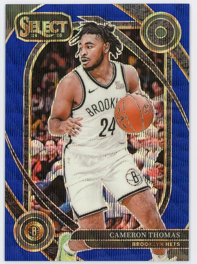 2024-25 Panini Select Cameron Thomas RC 卡梅伦托马斯 三级 75编 蓝波纹折 折射 篮网 小火车 卡品如图 0YQ3/11.16
