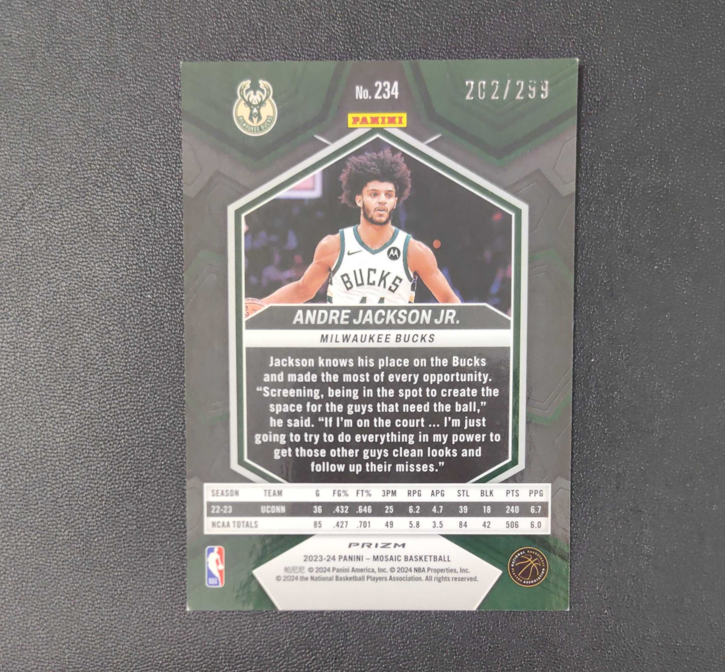 2023-24 Panini Mosaic Andre Jackson Jr. RC SC 马赛克 新秀 雄鹿 安德烈 杰克逊 /299 东契奇 sga 库里 文班亚马 詹姆斯 多张再拍