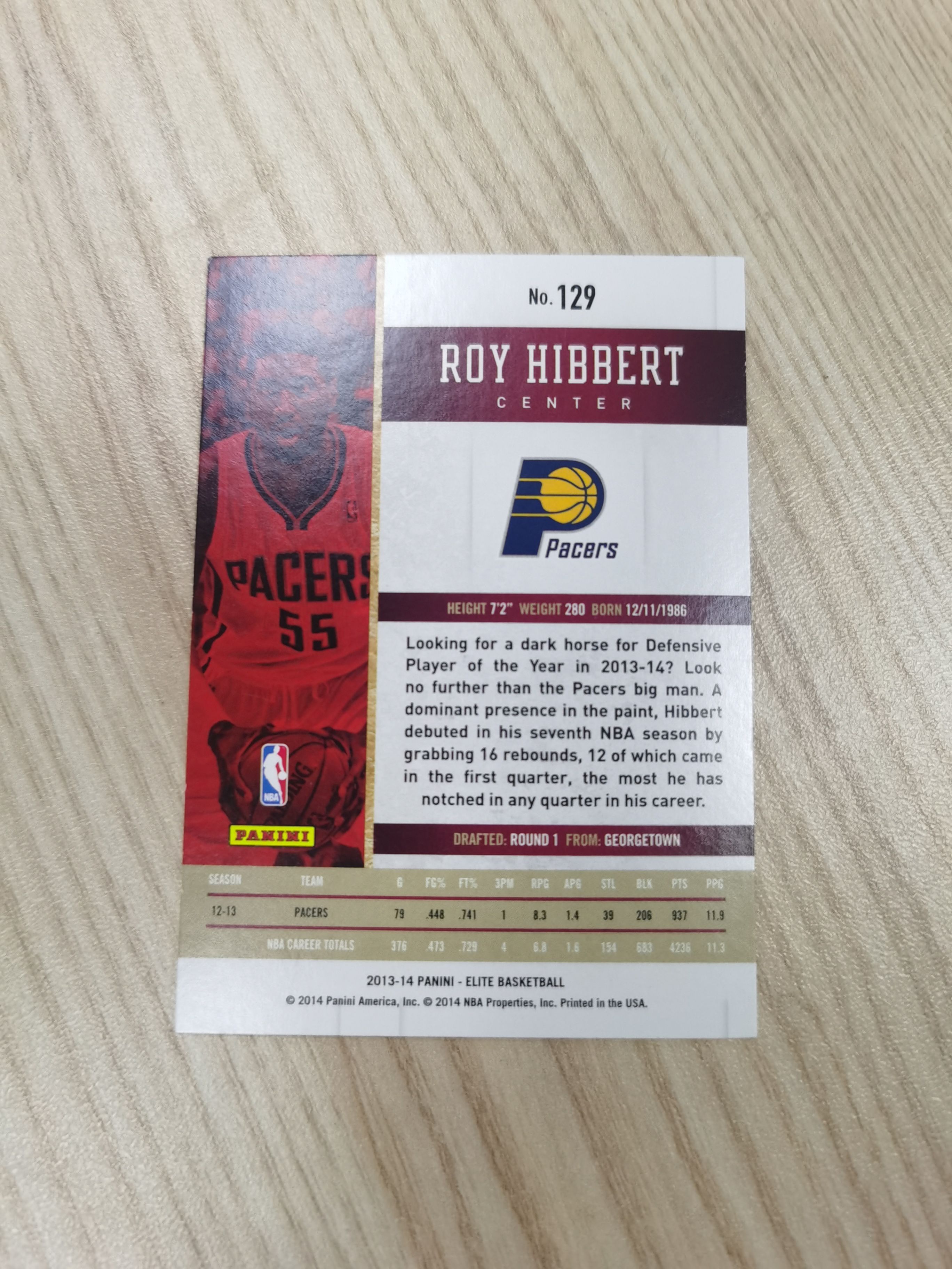 2013-14 Panini Elite Roy Hibbert 罗伊-希伯特 2013-14 elite 黑塔 2届全明星 内线大闸 先后效力于步行者、湖人、黄蜂和掘金 现为76人球员发展顾问