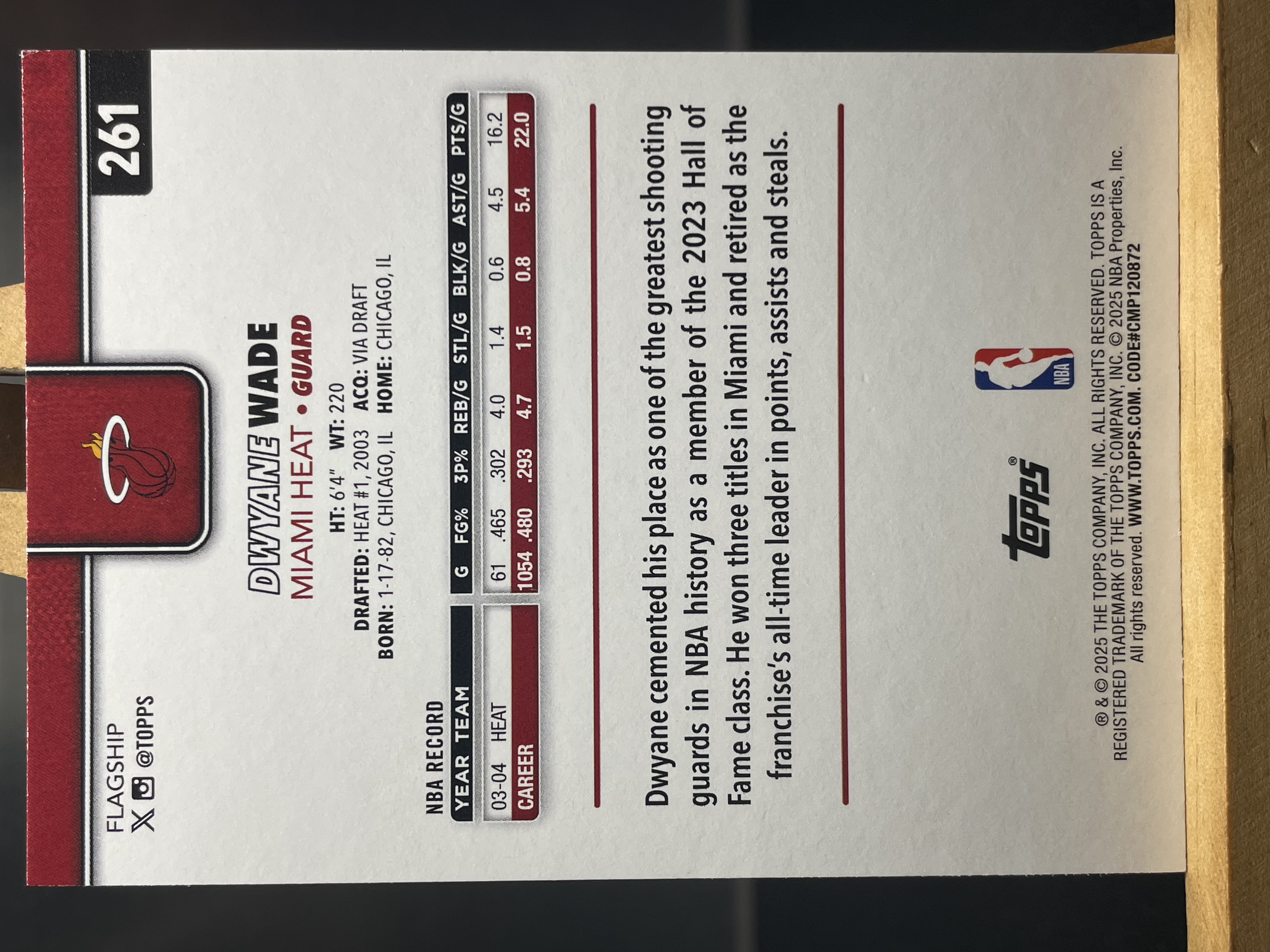 (B6) 2025 TOPPS BASE 闪电侠 德怀恩 韦德 热火 近期大热球星 收藏凑套必备 卡品如图 !!!