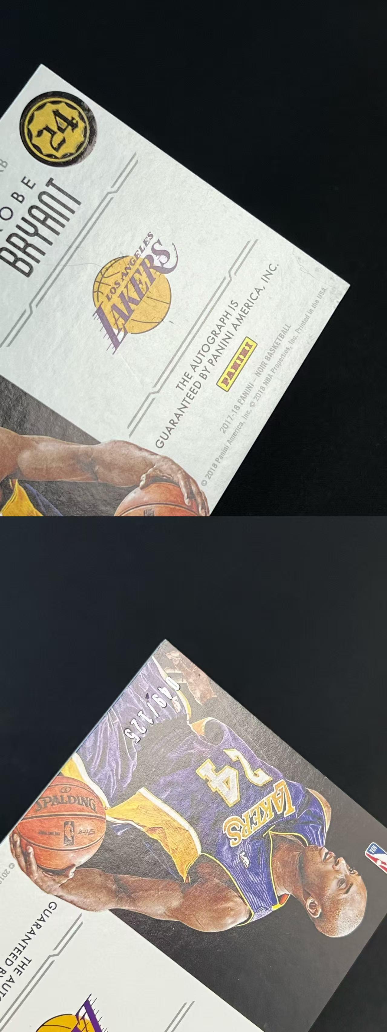 2017-18 Panini Noir Kobe Bryant 【云猫代卖】科比布莱恩特 黑曼巴 湖人 诺尔 125编 签字 卡签 金笔签 Spotlight 聚光灯签 镜面 微瑕见图 麦豆L3