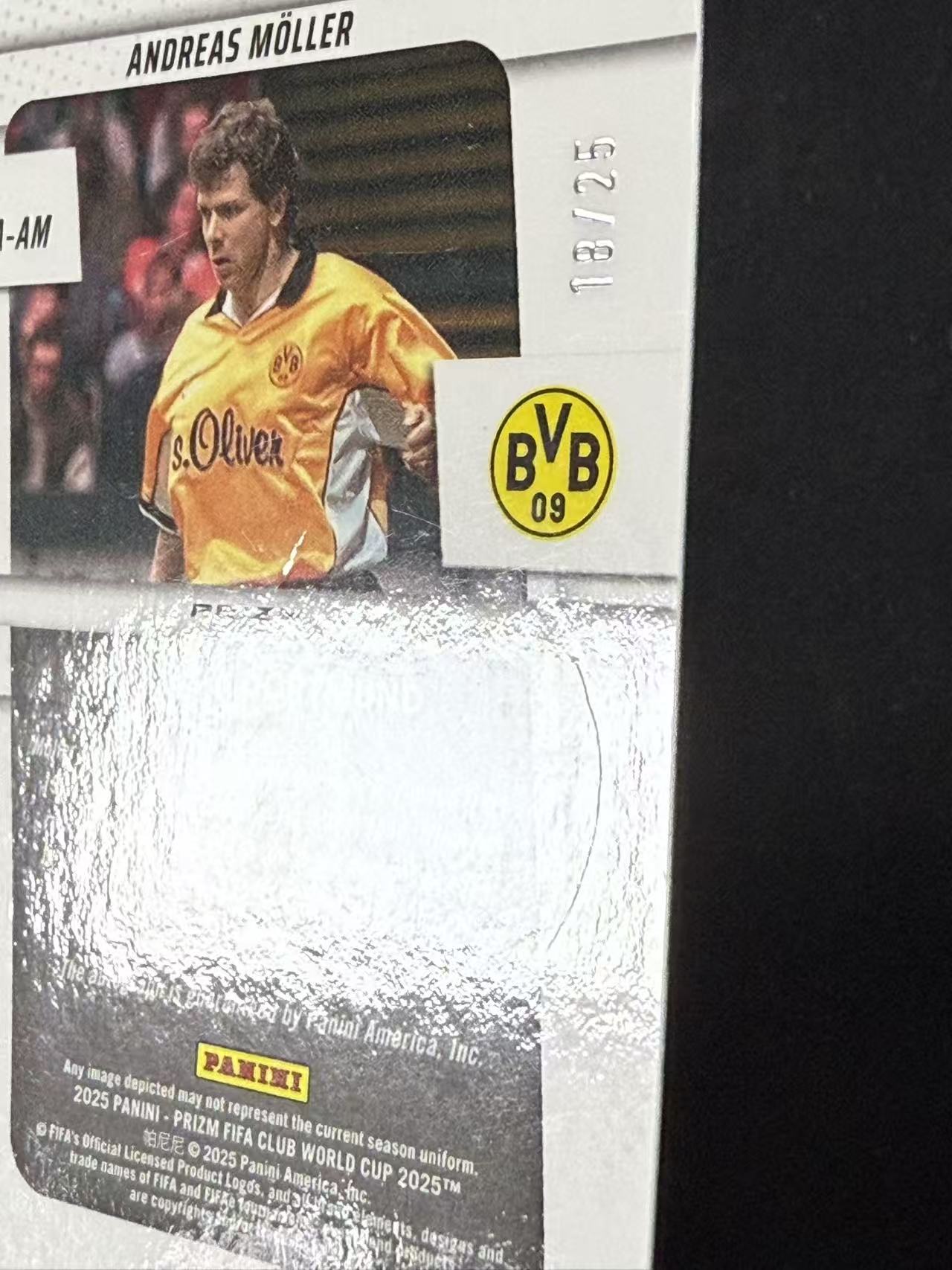 2025 Panini Prizm Andreas Moller 【林林拍卖拜仁】pz系列 世俱杯 多特蒙德 传奇名宿 安德烈斯穆勒 18/25编 mojo折 签字 瑕疵见图